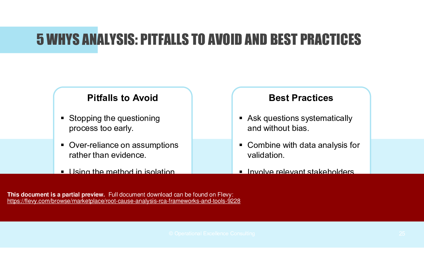 Root Cause Analysis (RCA): Frameworks & Tools (111-slide PPT PowerPoint presentation (PPTX)) Preview Image