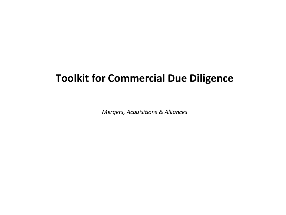 Toolkit for Commercial Due Diligence (28-slide PPT PowerPoint presentation (PPTX)) Preview Image