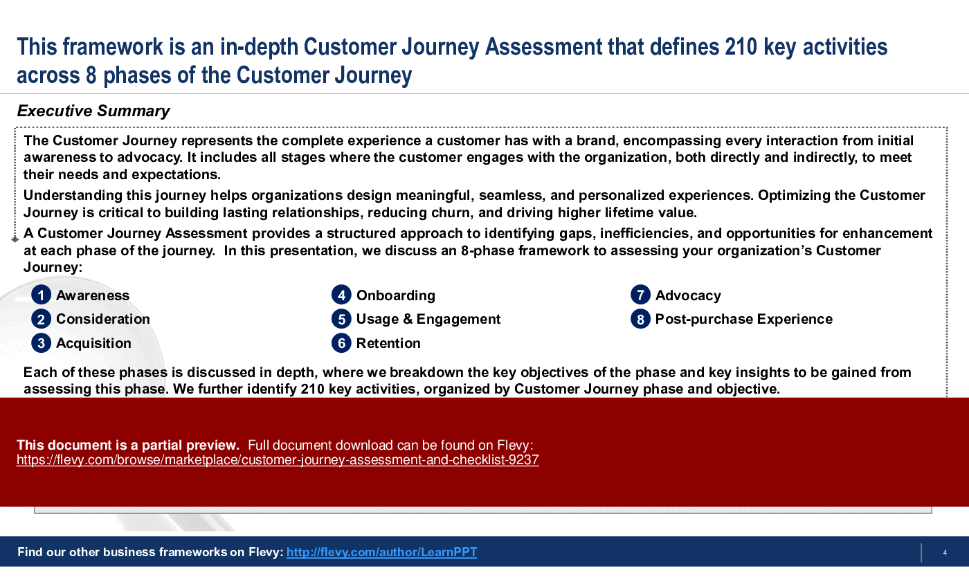 Customer Journey Assessment & Checklist (42-slide PPT PowerPoint presentation (PPTX)) Preview Image