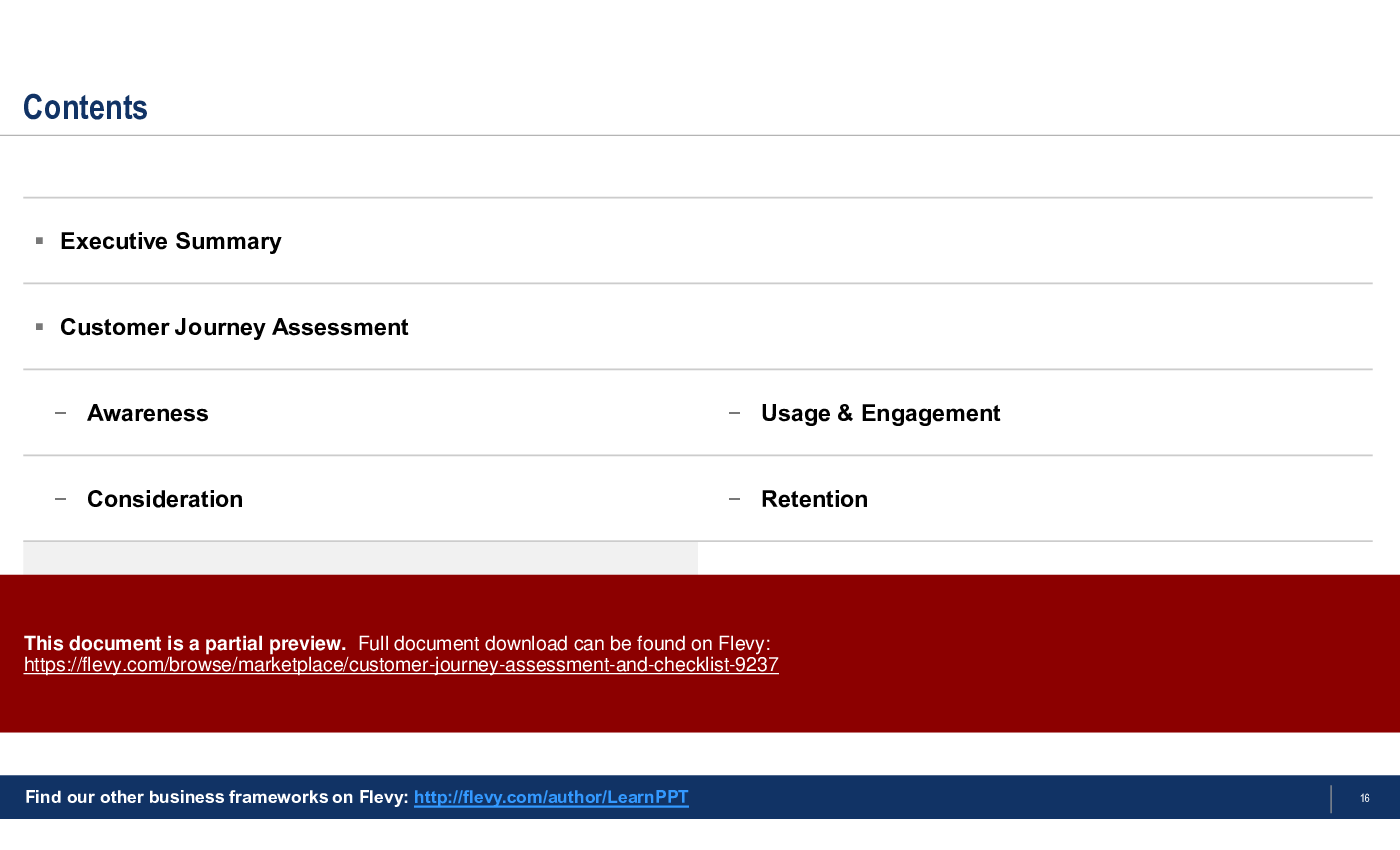 Customer Journey Assessment & Checklist (42-slide PPT PowerPoint presentation (PPTX)) Preview Image