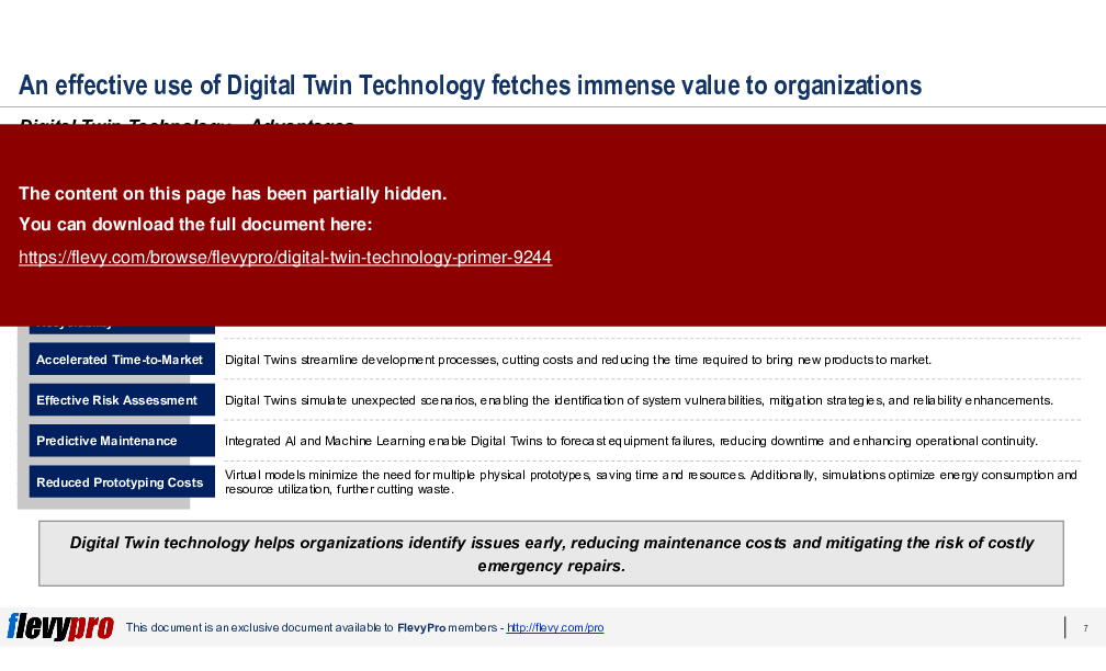 Digital Twin Technology Primer (34-slide PPT PowerPoint presentation (PPTX)) Preview Image