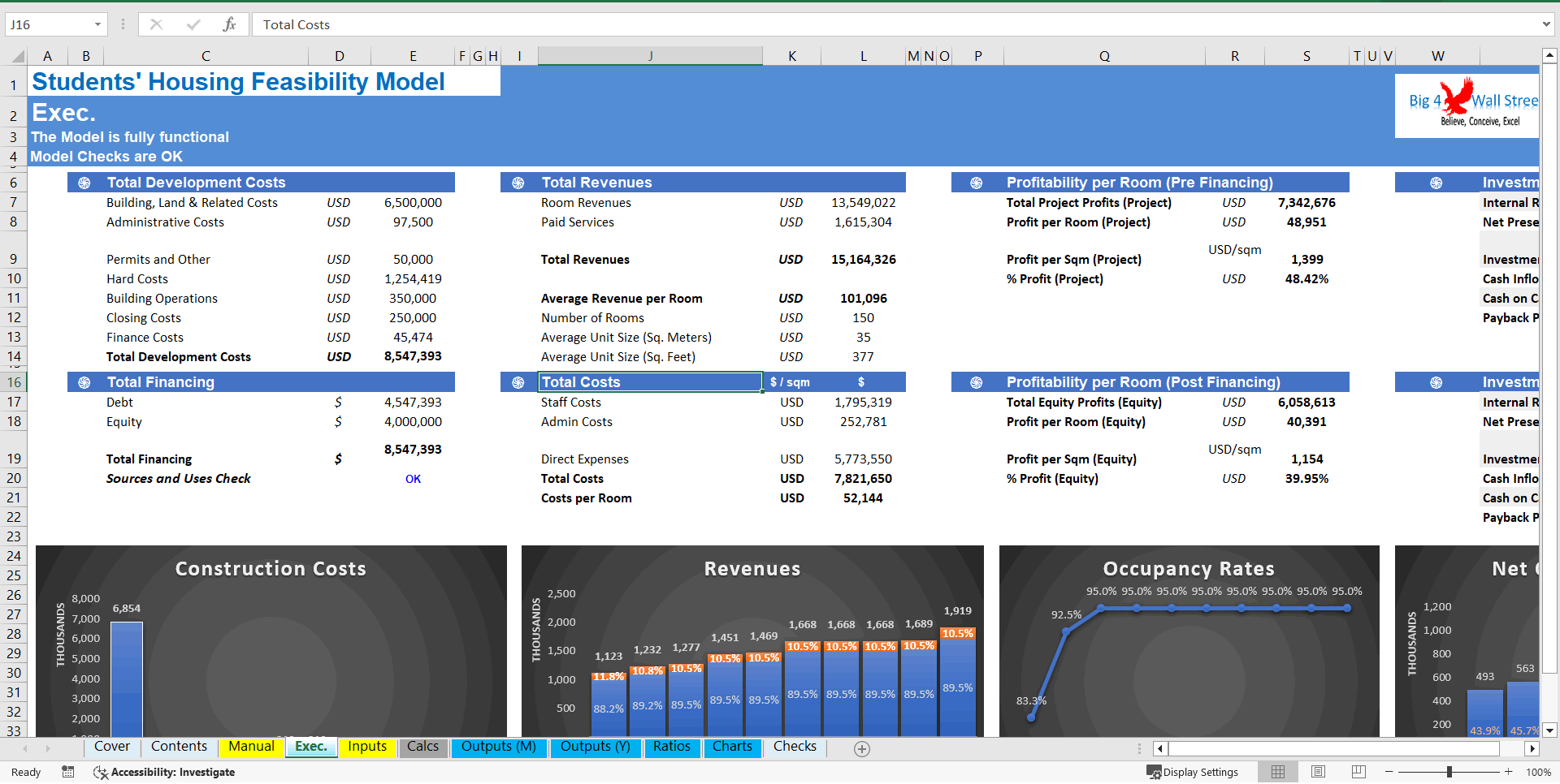 Student Housing Feasibility Financial Model - 10-Year DCF Valuation (Excel template (XLSX)) Preview Image