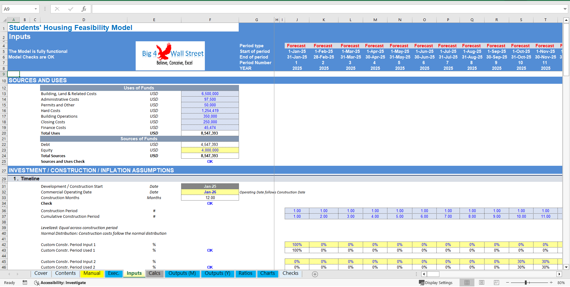 Student Housing Feasibility Financial Model - 10-Year DCF Valuation (Excel template (XLSX)) Preview Image