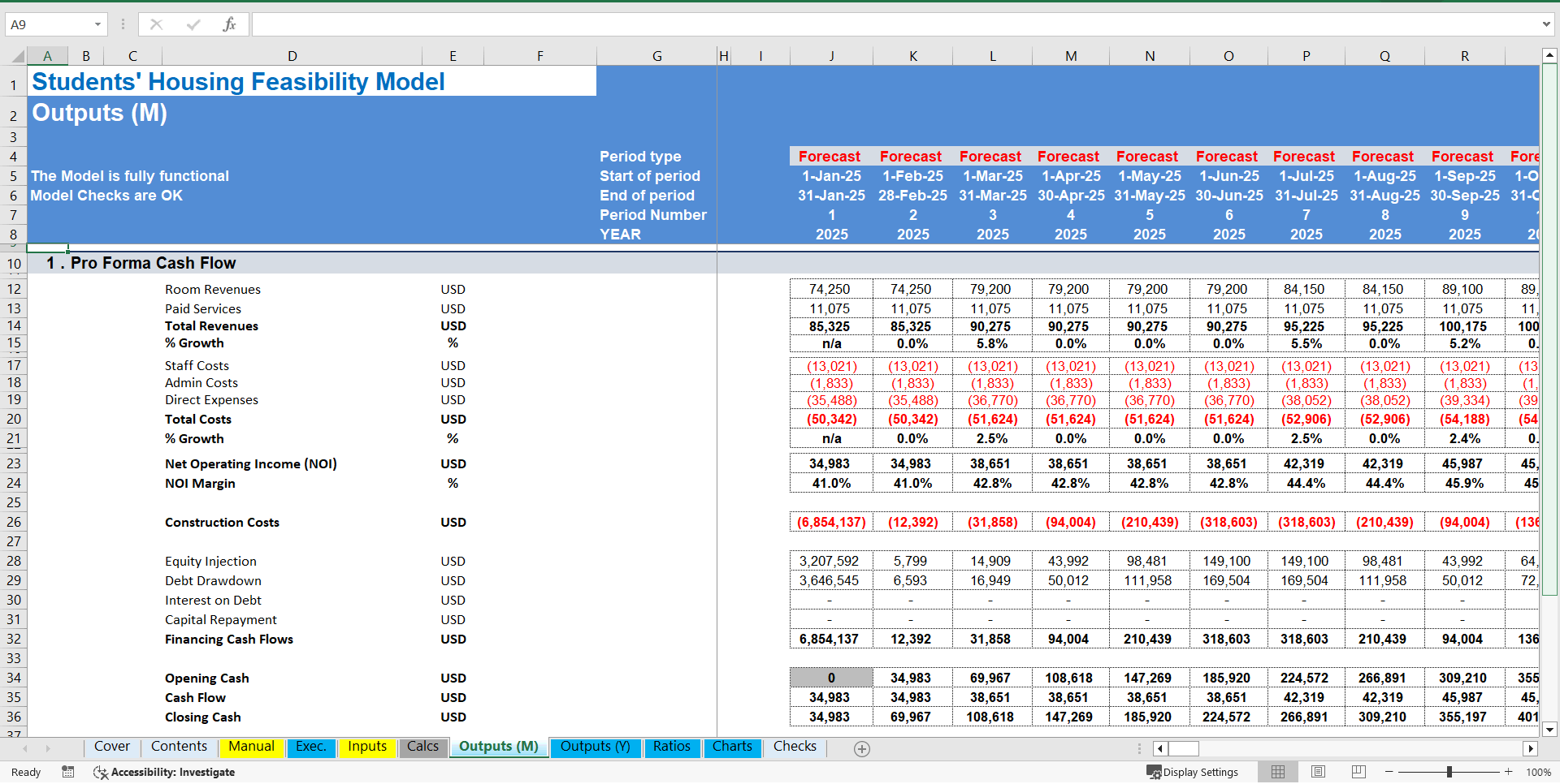 Student Housing Feasibility Financial Model - 10-Year DCF Valuation (Excel template (XLSX)) Preview Image