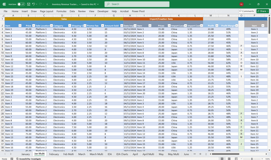 Sales Revenue & Expense Tracker w/ Inventory Discount (Excel template (XLSX)) Preview Image