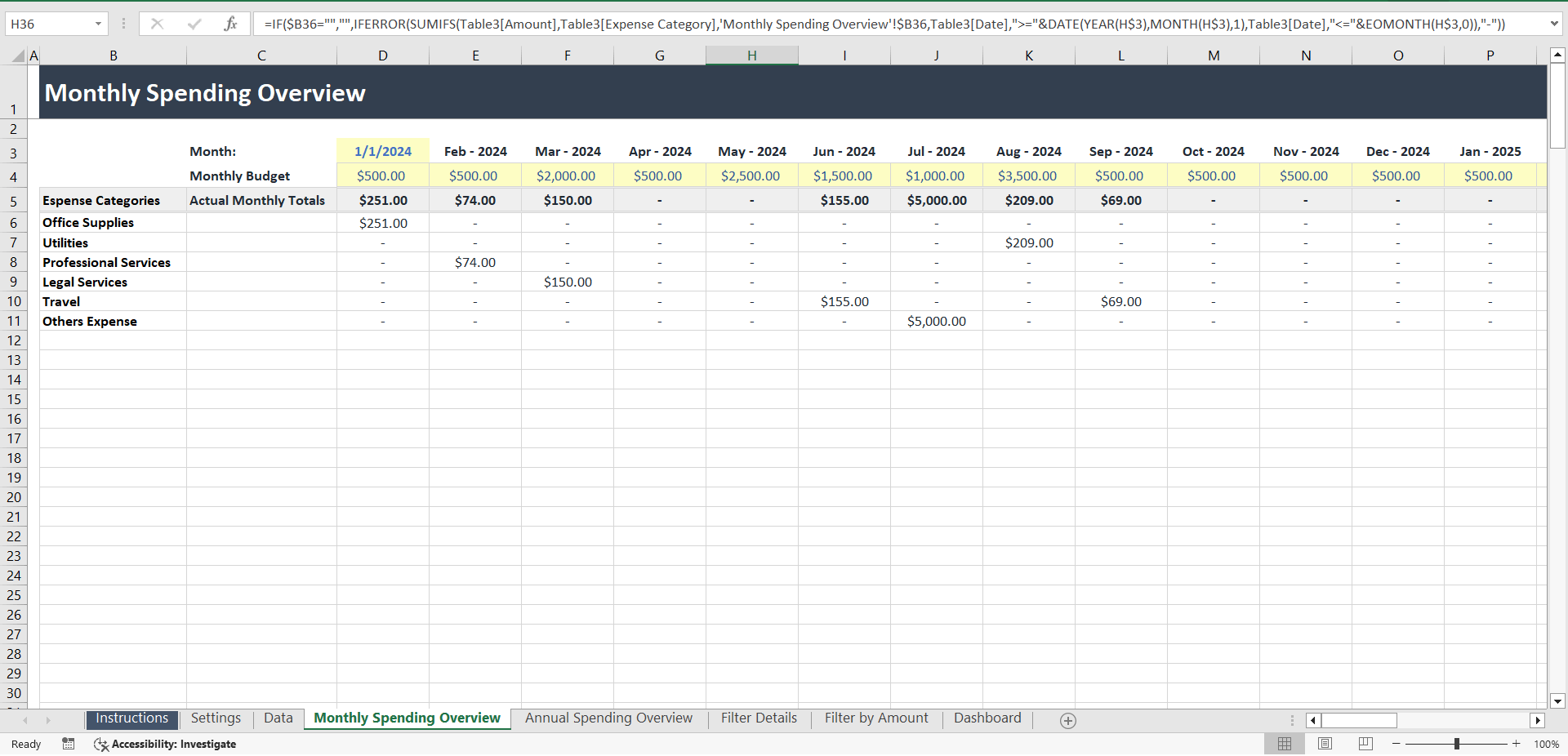 Expense Tracking Excel Template (Excel template (XLSX)) Preview Image