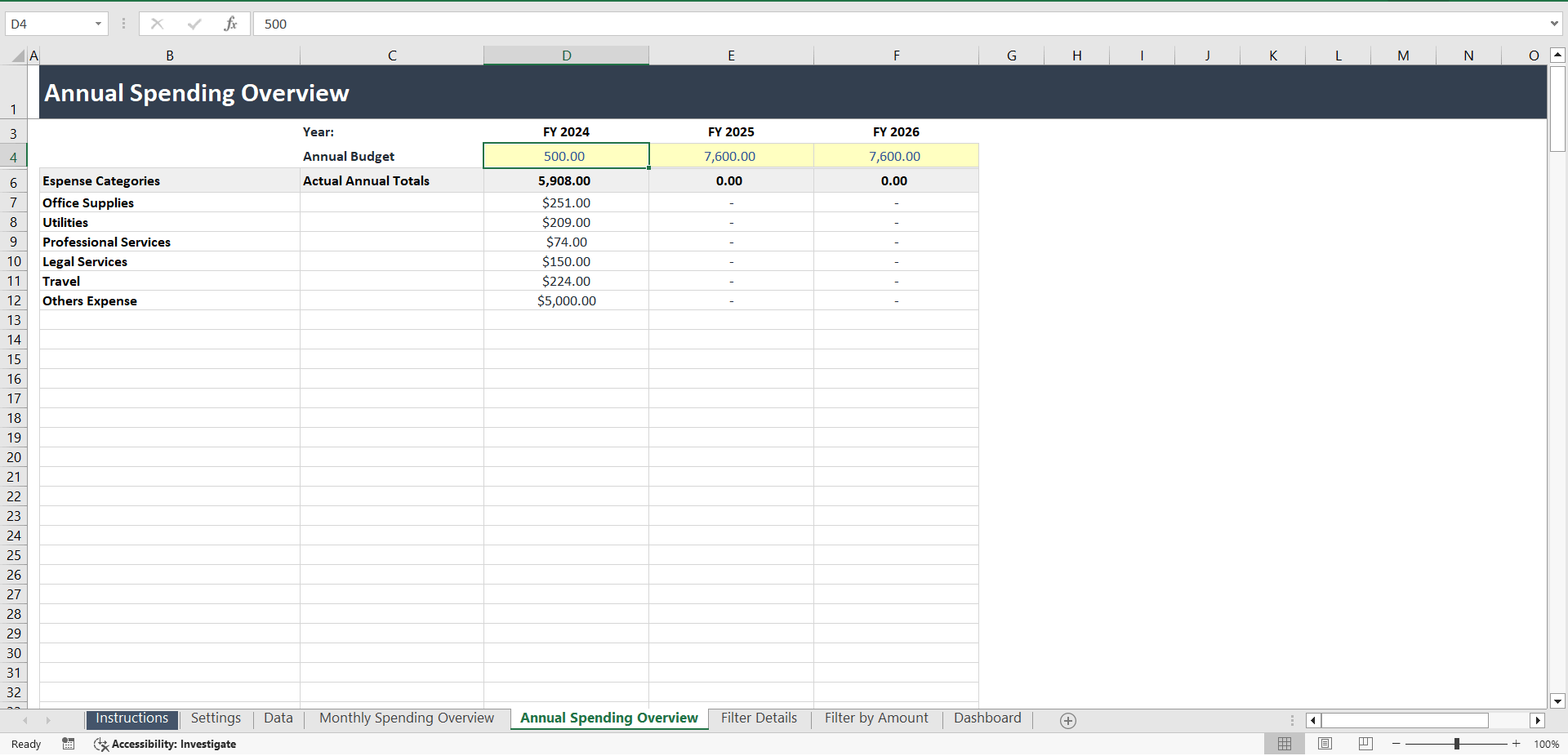 Expense Tracking Excel Template (Excel template (XLSX)) Preview Image