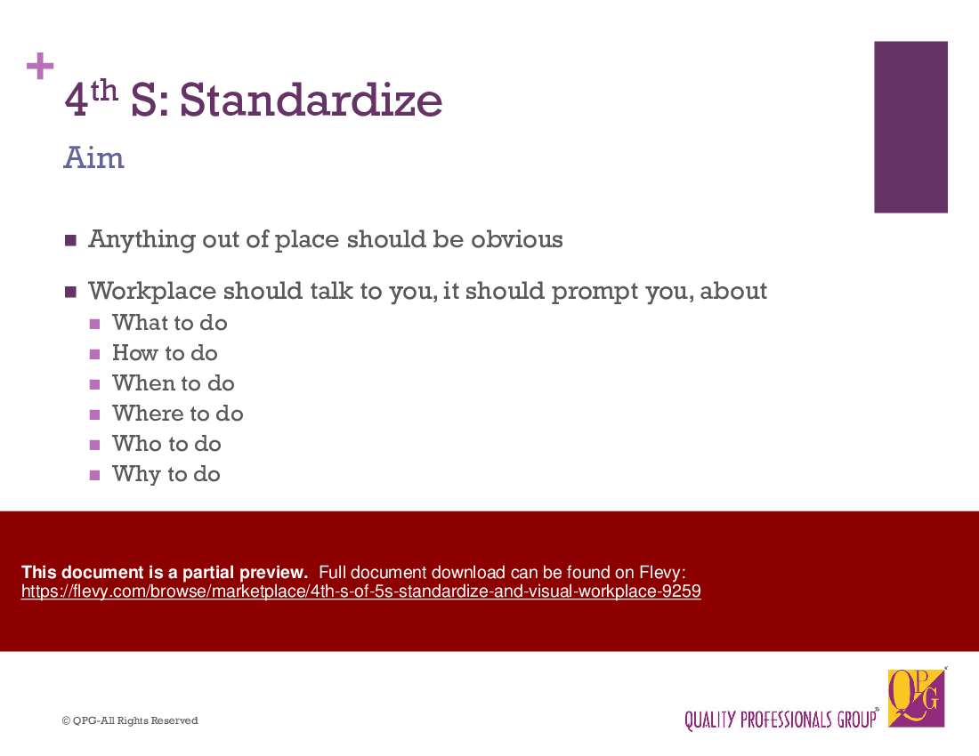 4th S of 5S: Standardize and Visual Workplace (139-slide PPT PowerPoint presentation (PPTX)) Preview Image