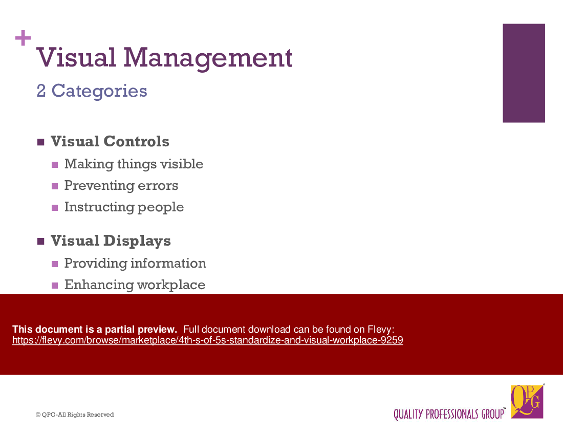 4th S of 5S: Standardize and Visual Workplace (139-slide PPT PowerPoint presentation (PPTX)) Preview Image