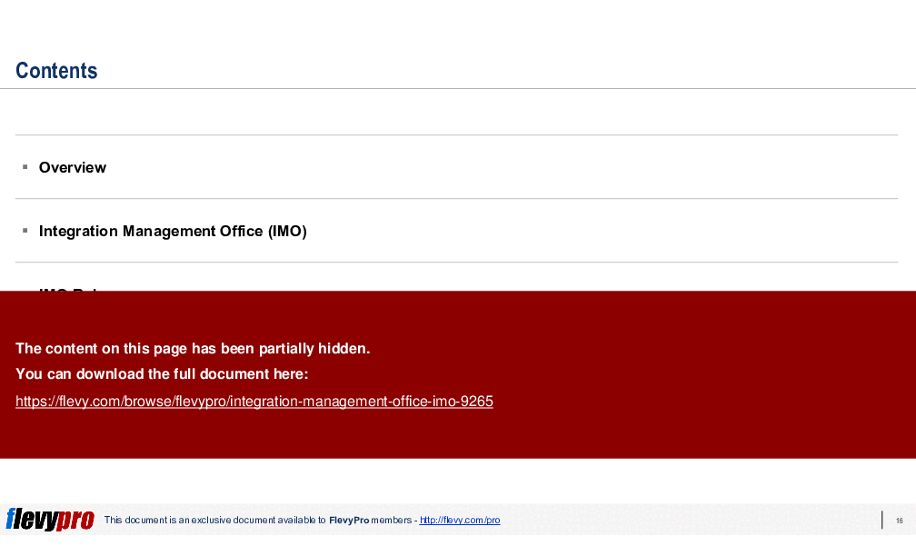 Integration Management Office (IMO) (31-slide PPT PowerPoint presentation (PPTX)) Preview Image