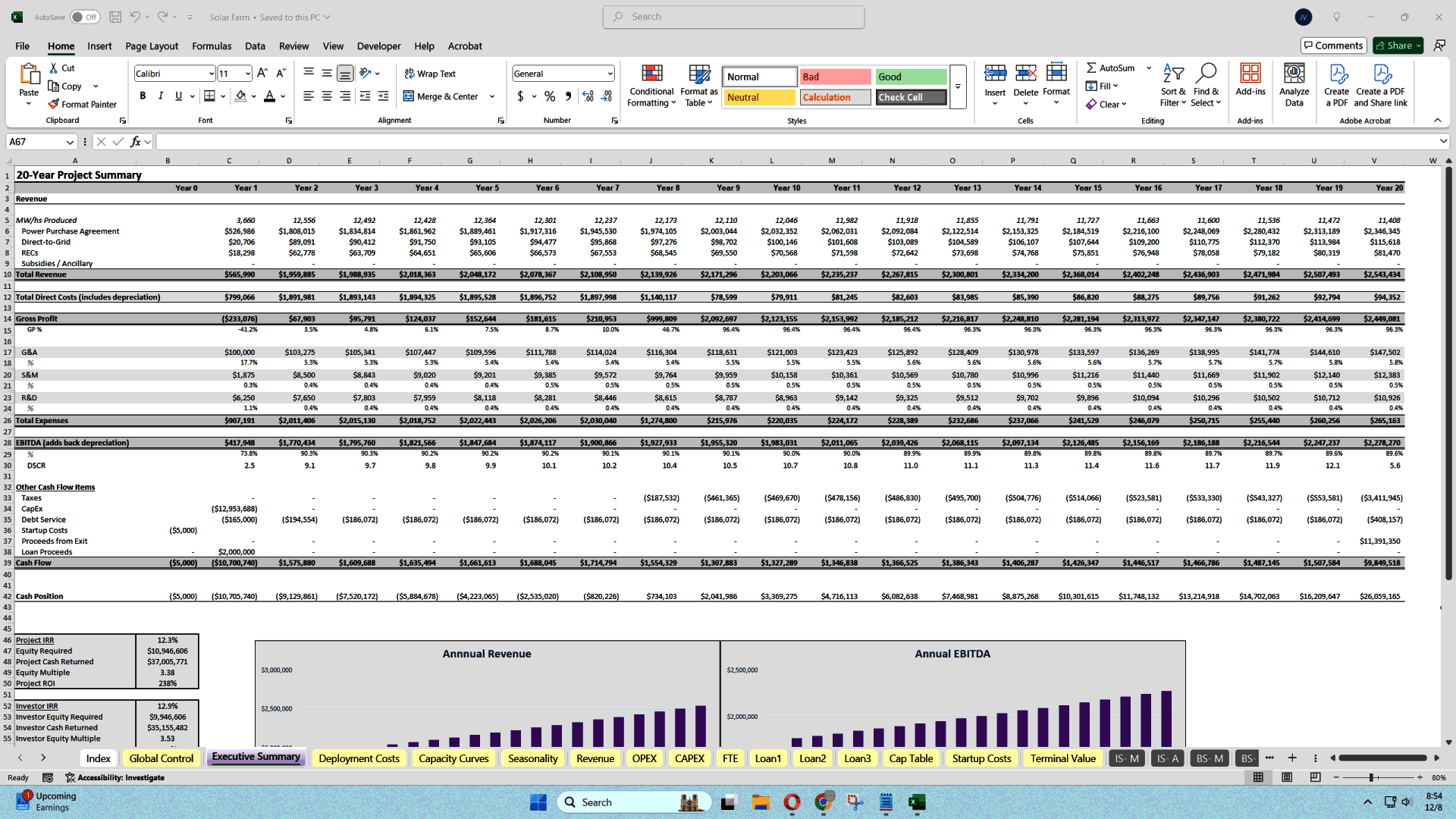 Comprehensive Financial Model for Solar Farm Success (Excel template (XLSX)) Preview Image