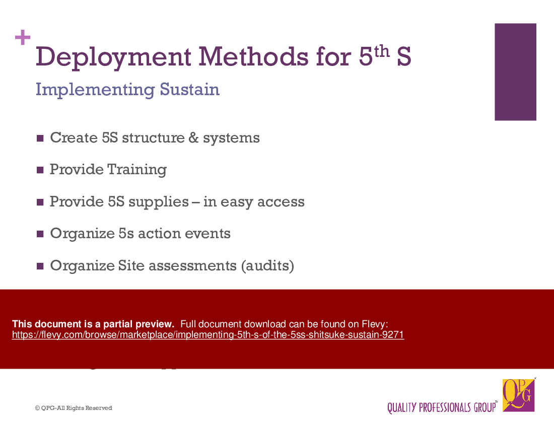 Implementing 5th S of the 5S's: Shitsuke (Sustain) (38-slide PPT PowerPoint presentation (PPTX)) Preview Image