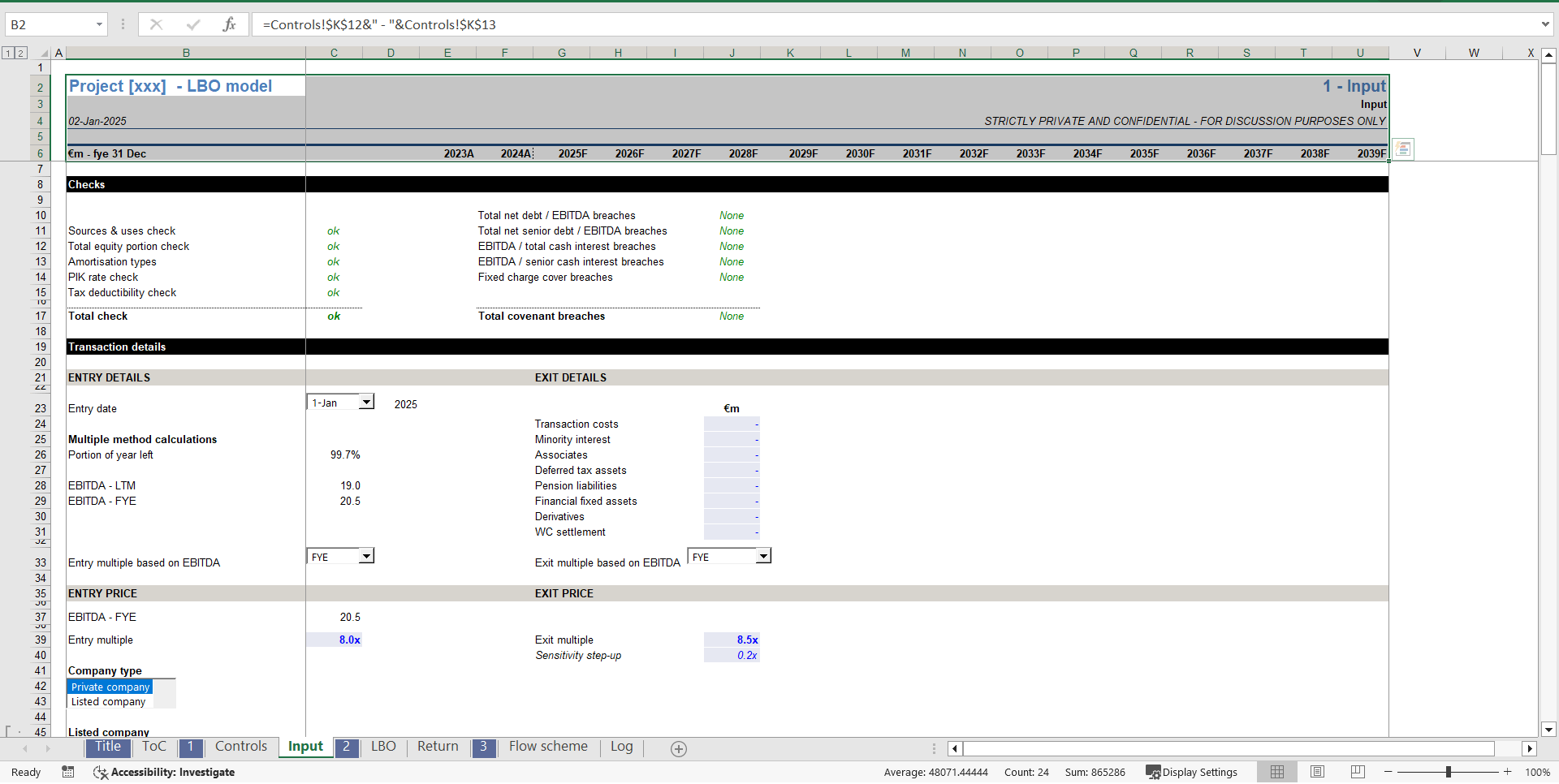 Investment Banking - Leverage Buyout Model (LBO) Template (Excel template (XLSX)) Preview Image