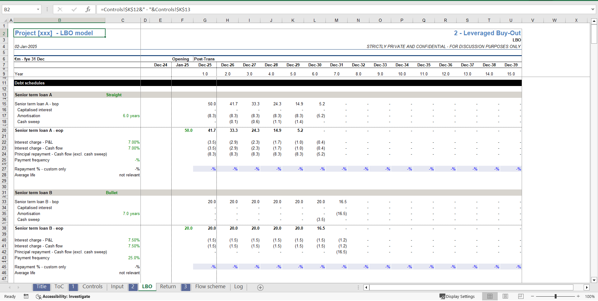 Investment Banking - Leverage Buyout Model (LBO) Template (Excel template (XLSX)) Preview Image