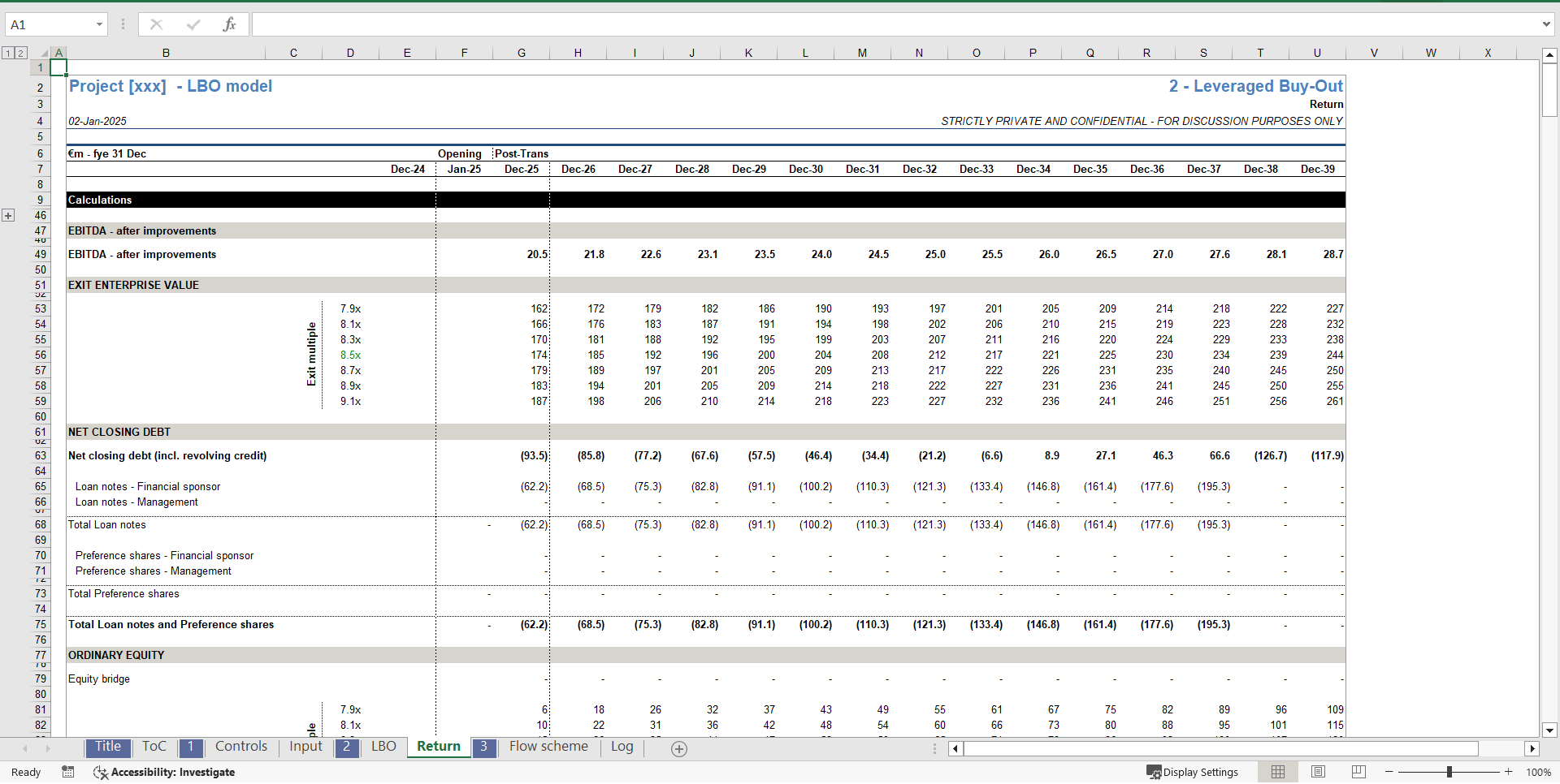 Investment Banking - Leverage Buyout Model (LBO) Template (Excel template (XLSX)) Preview Image