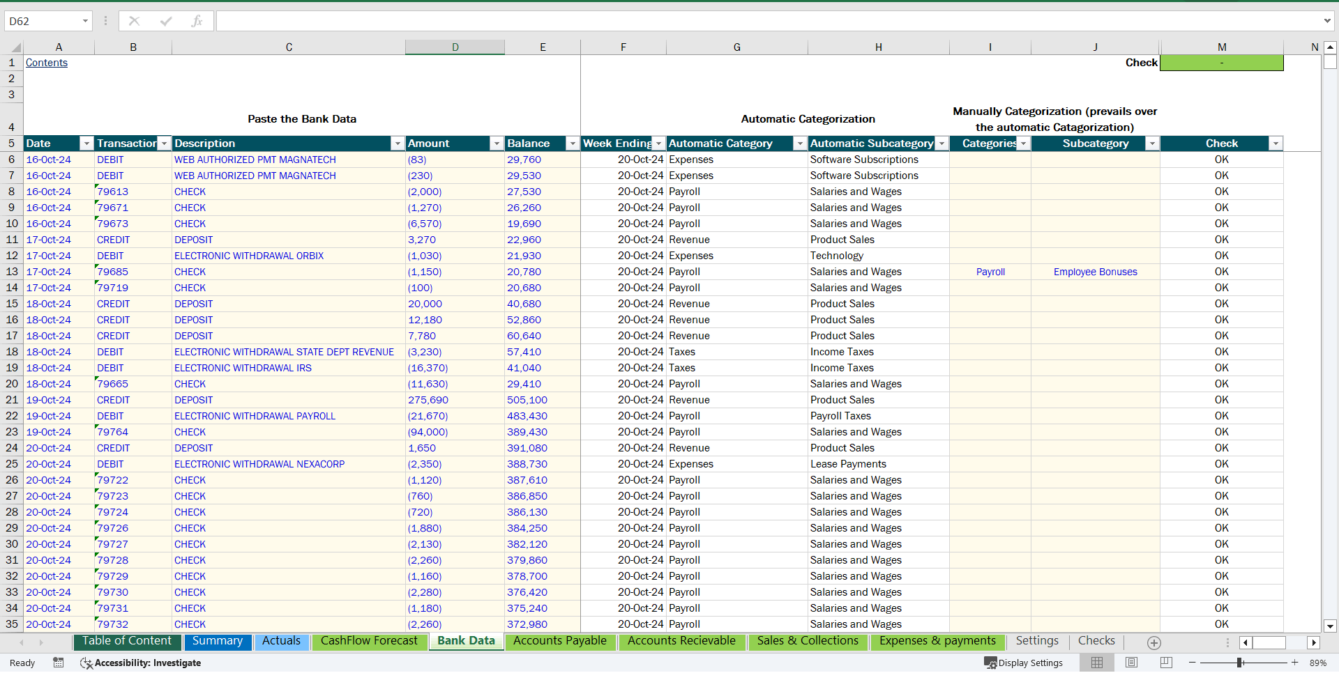 13-Week Cash Flow Forecast Template (Excel template (XLSX)) Preview Image