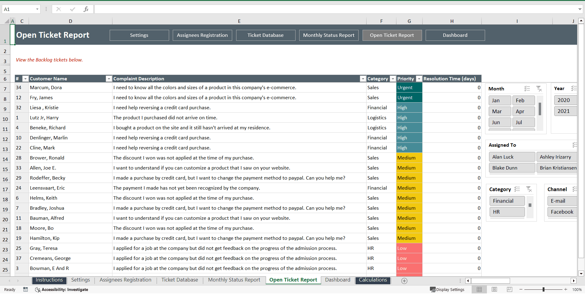 Issue Tracking Excel Template (Excel template (XLSX)) Preview Image