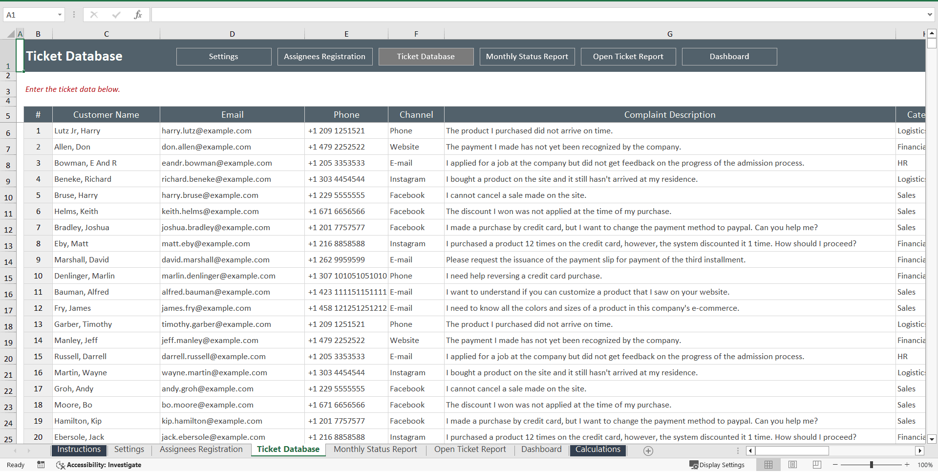 Issue Tracking Excel Template (Excel template (XLSX)) Preview Image