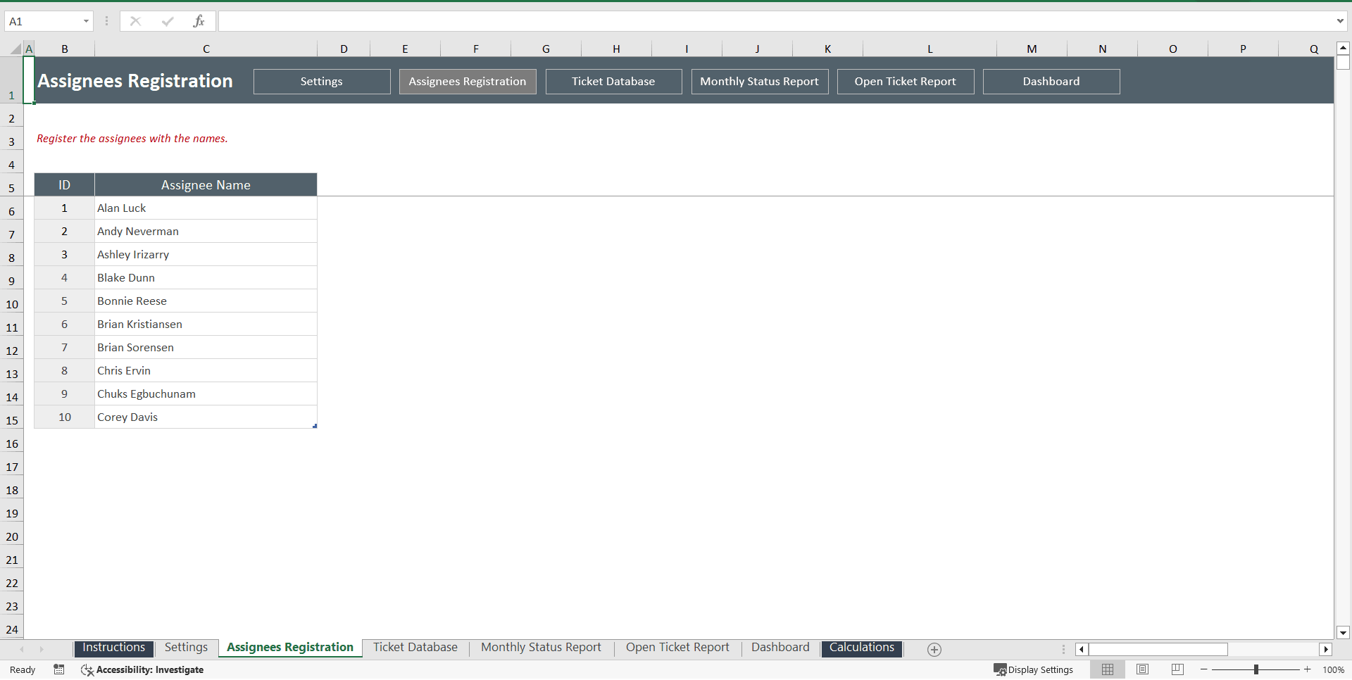 Issue Tracking Excel Template (Excel template (XLSX)) Preview Image