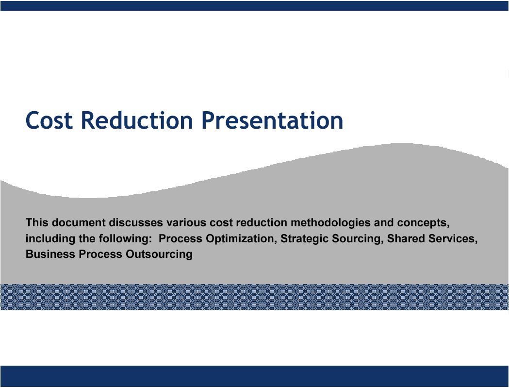 This is a partial preview of Cost Reduction Methodologies (33-slide PowerPoint presentation (PPT)). Full document is 33 slides. 
