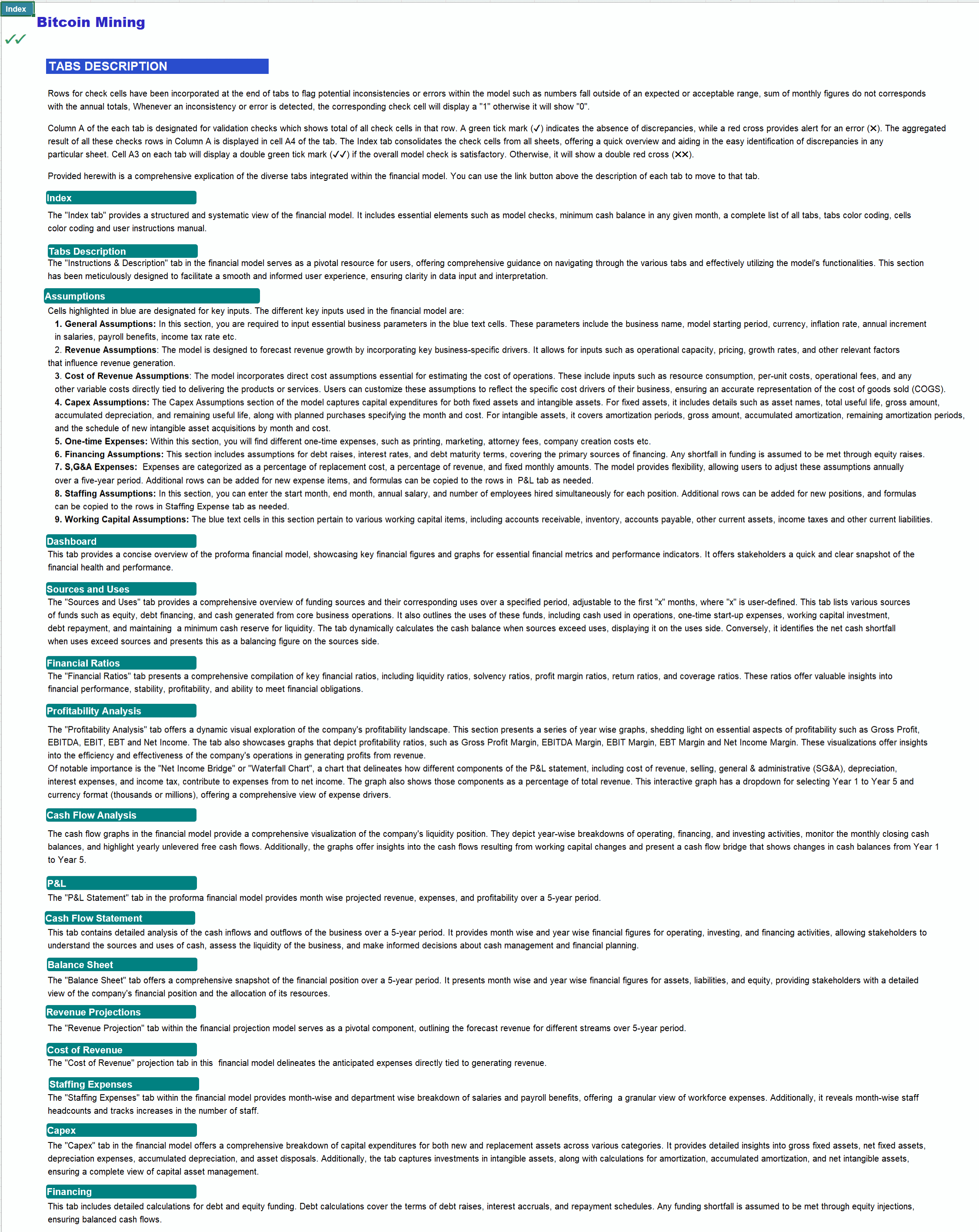 Bitcoin Mining 3-Statement Financial Model (Lite version) (Excel template (XLSX)) Preview Image