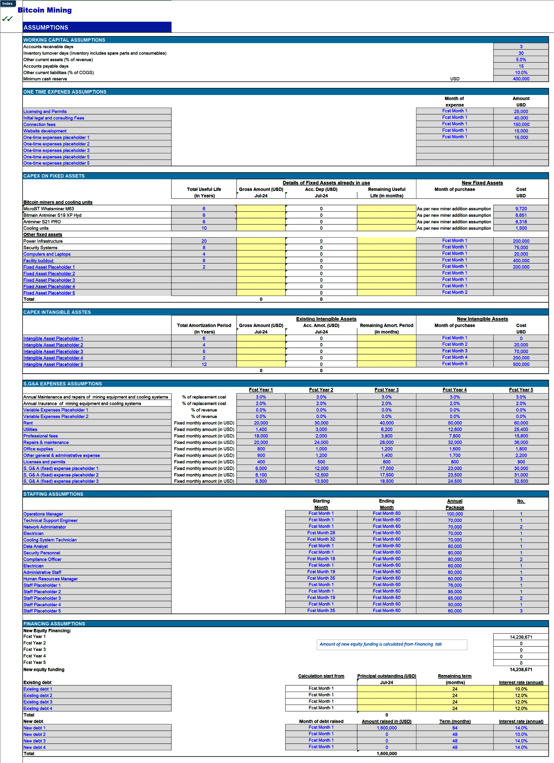 Bitcoin Mining 3-Statement Financial Model (Lite version) (Excel template (XLSX)) Preview Image