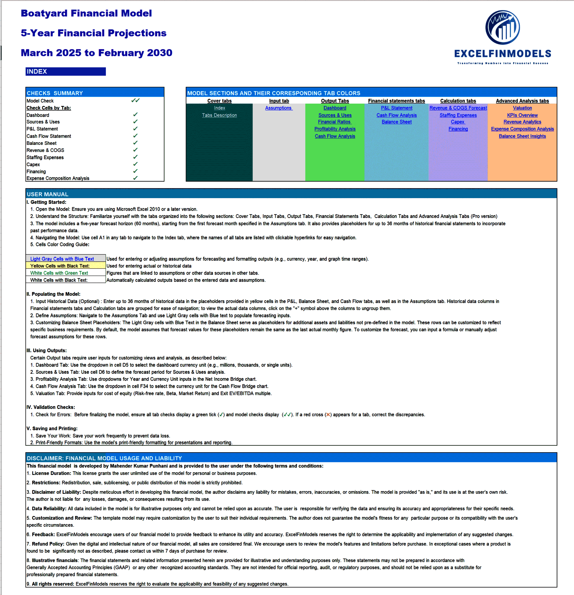 Boatyard 3-Statement Financial Model (Pro version) (Excel template (XLSX)) Preview Image