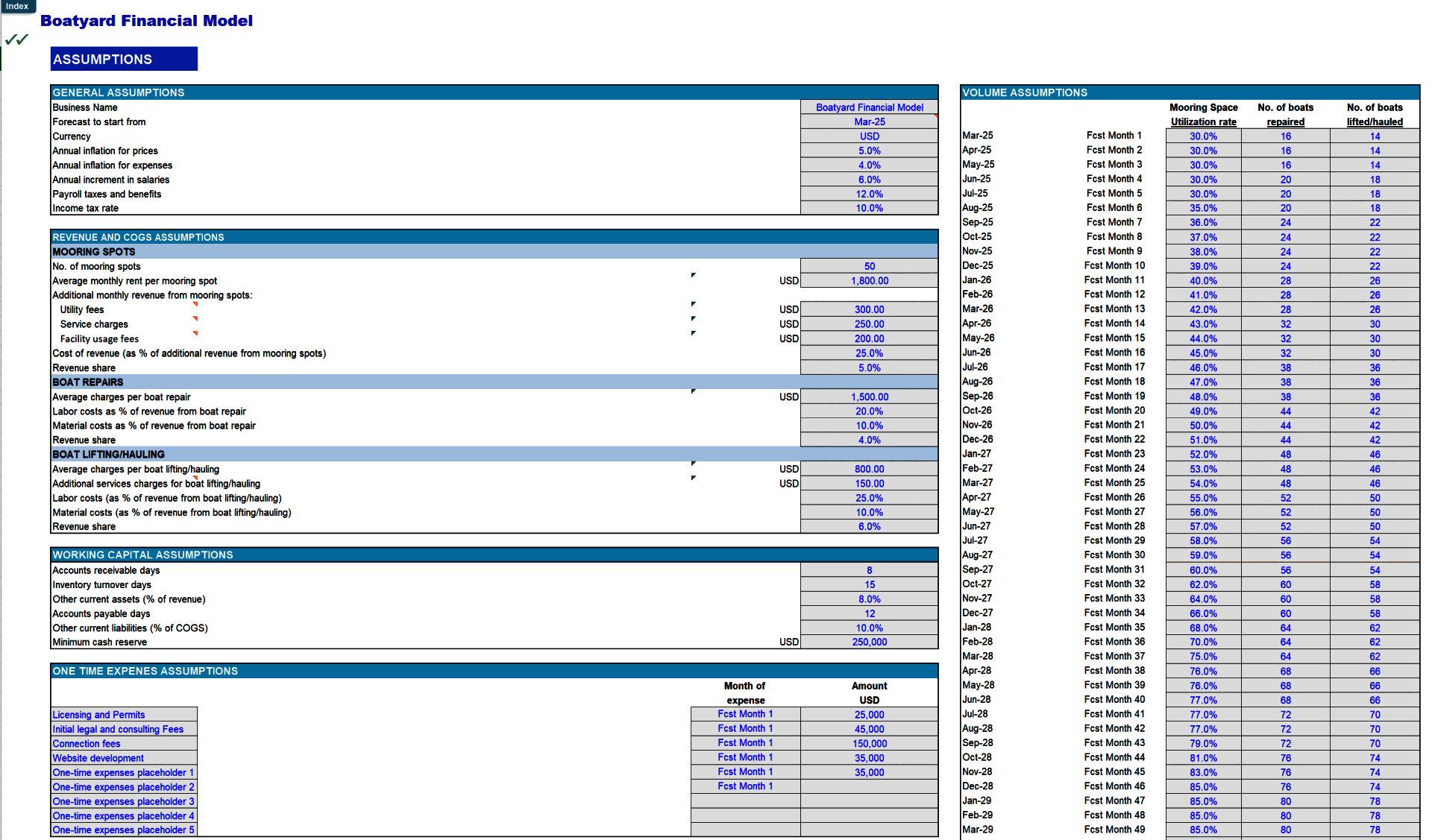 Boatyard 3-Statement Financial Model (Pro version) (Excel template (XLSX)) Preview Image