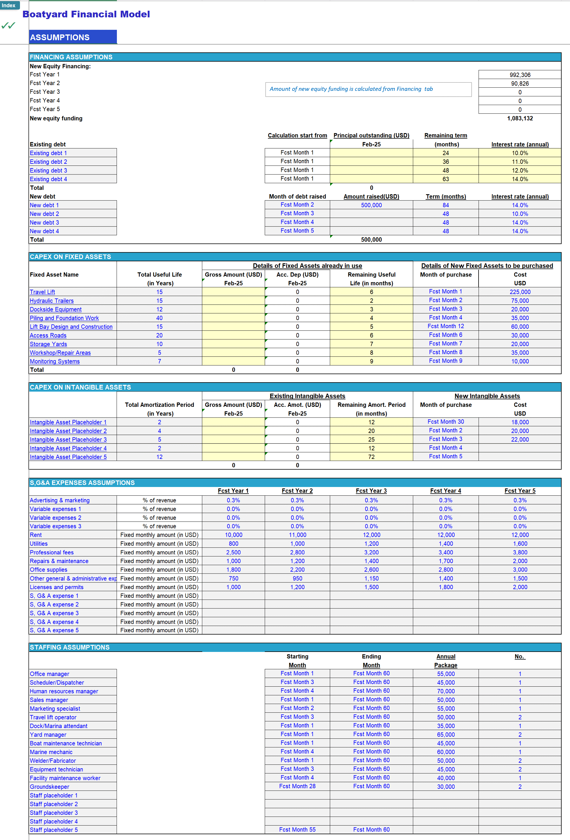 Boatyard 3-Statement Financial Model (Pro version) (Excel template (XLSX)) Preview Image