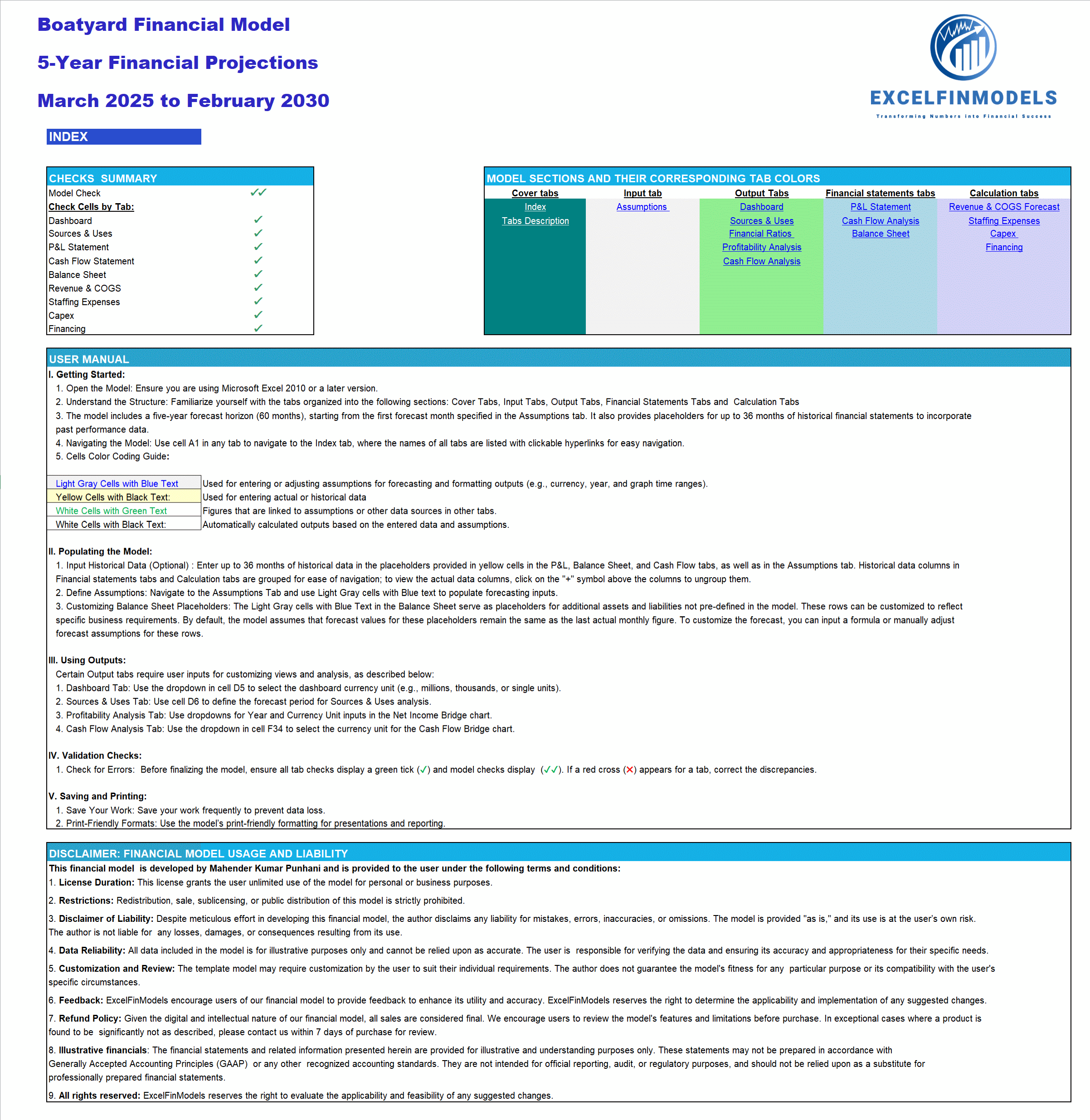 Boatyard 3-Statement Financial Model (Lite version) (Excel template (XLSX)) Preview Image