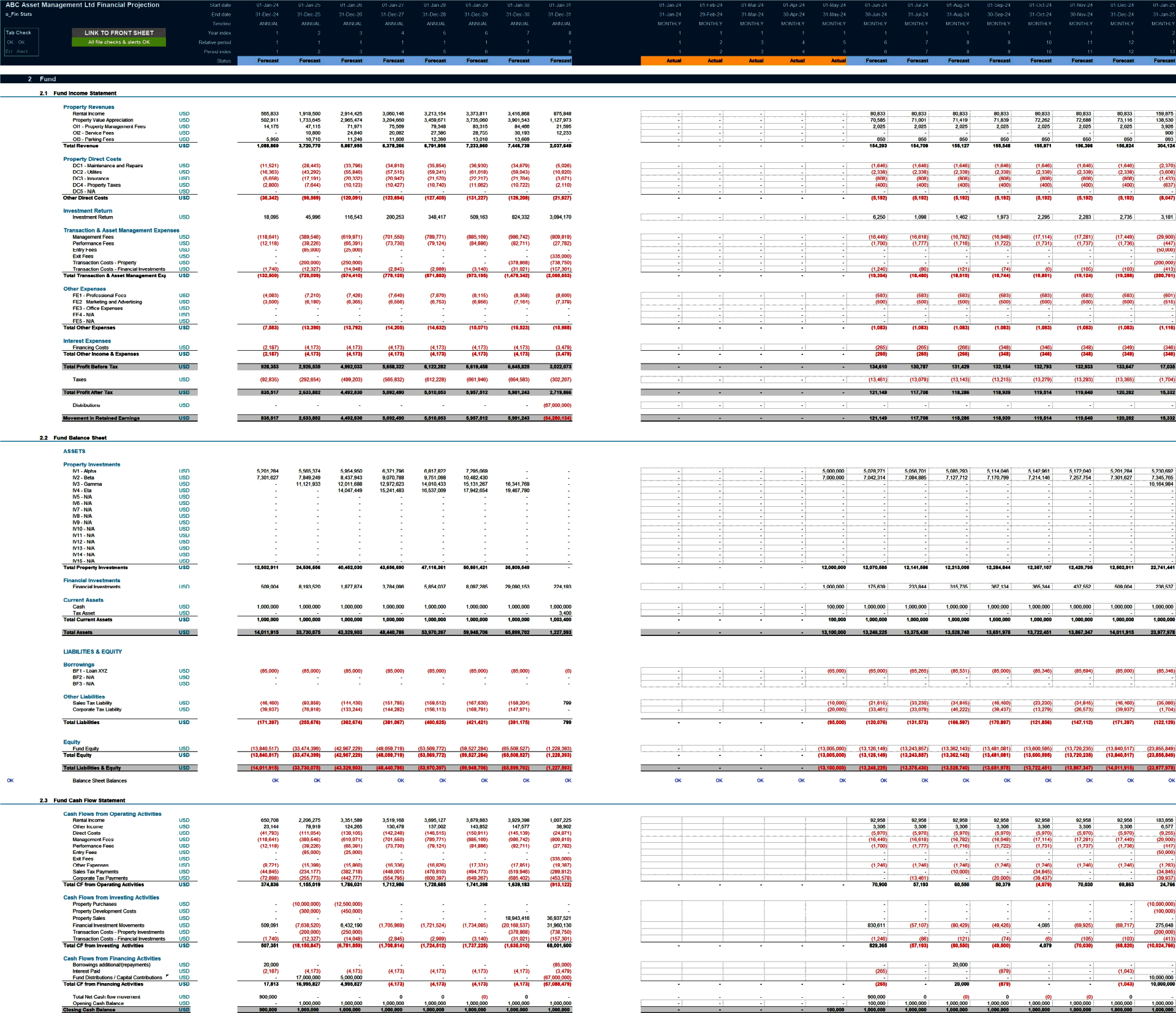 REIT (Real Estate Investment Trust) Fund Financial Model (Excel template (XLSX)) Preview Image