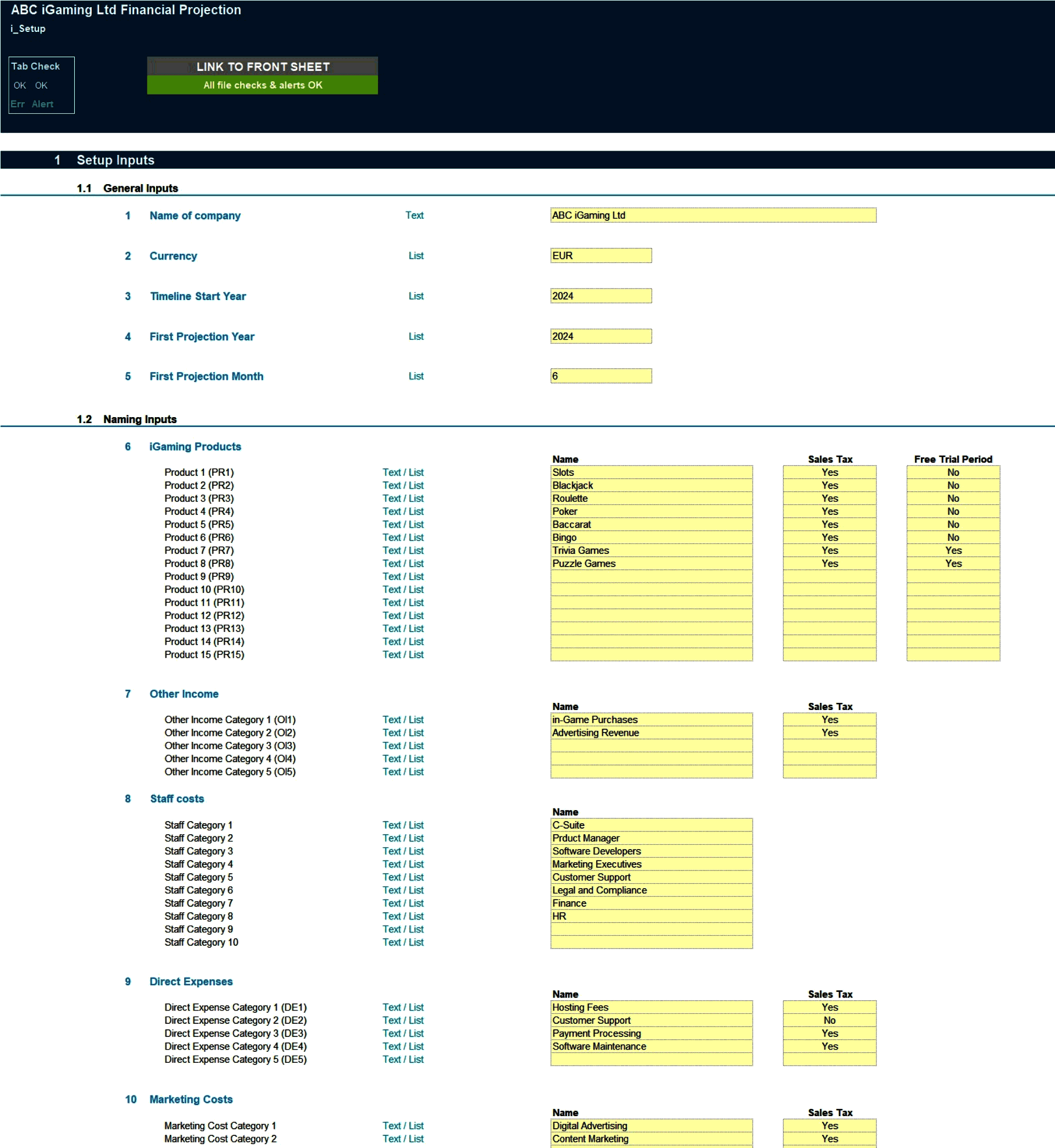 iGaming Business 5-Year 3 Statement Financial Model (Excel template (XLSX)) Preview Image