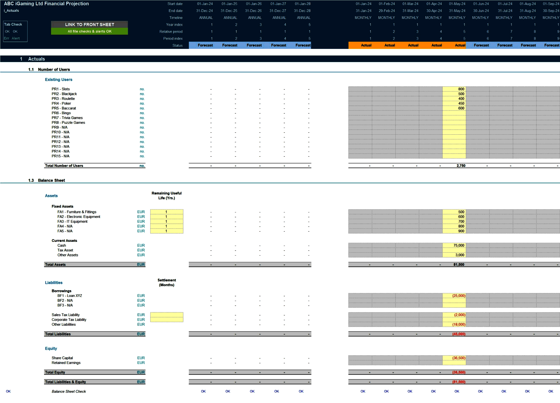 iGaming Business 5-Year 3 Statement Financial Model (Excel template (XLSX)) Preview Image