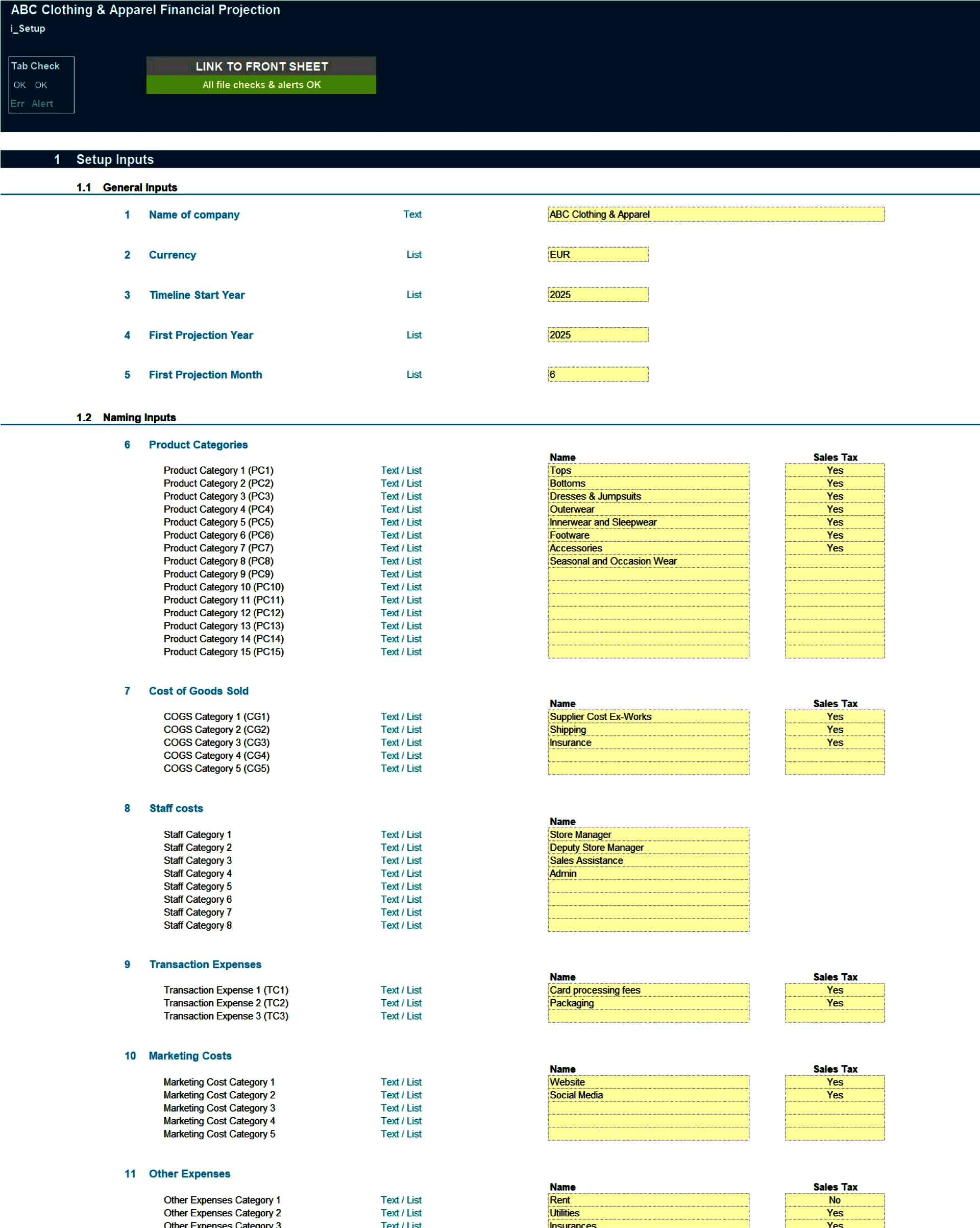 Clothing Store (Physical & Online) 5-Year financial model (Excel template (XLSX)) Preview Image