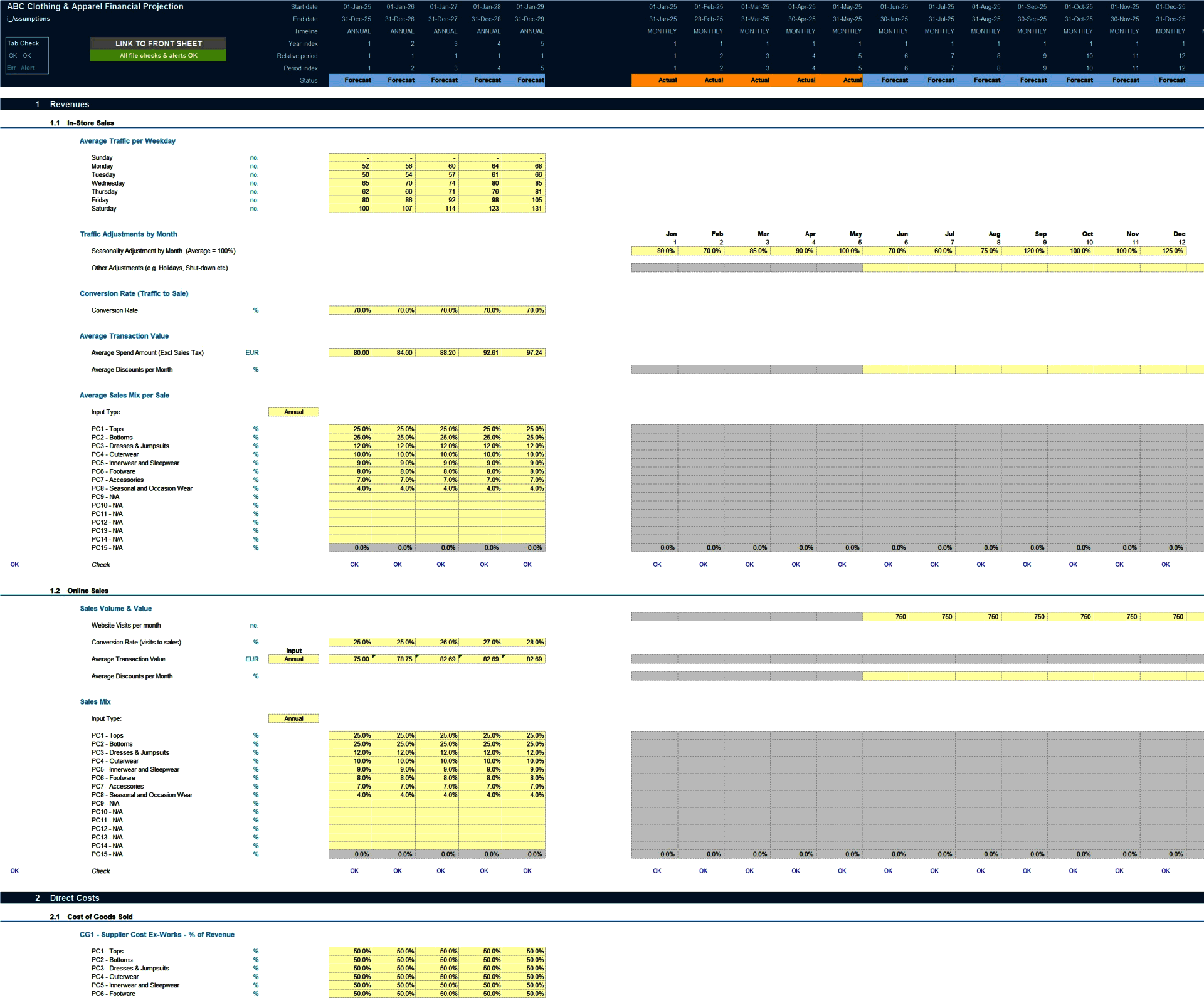 Clothing Store (Physical & Online) 5-Year financial model (Excel template (XLSX)) Preview Image