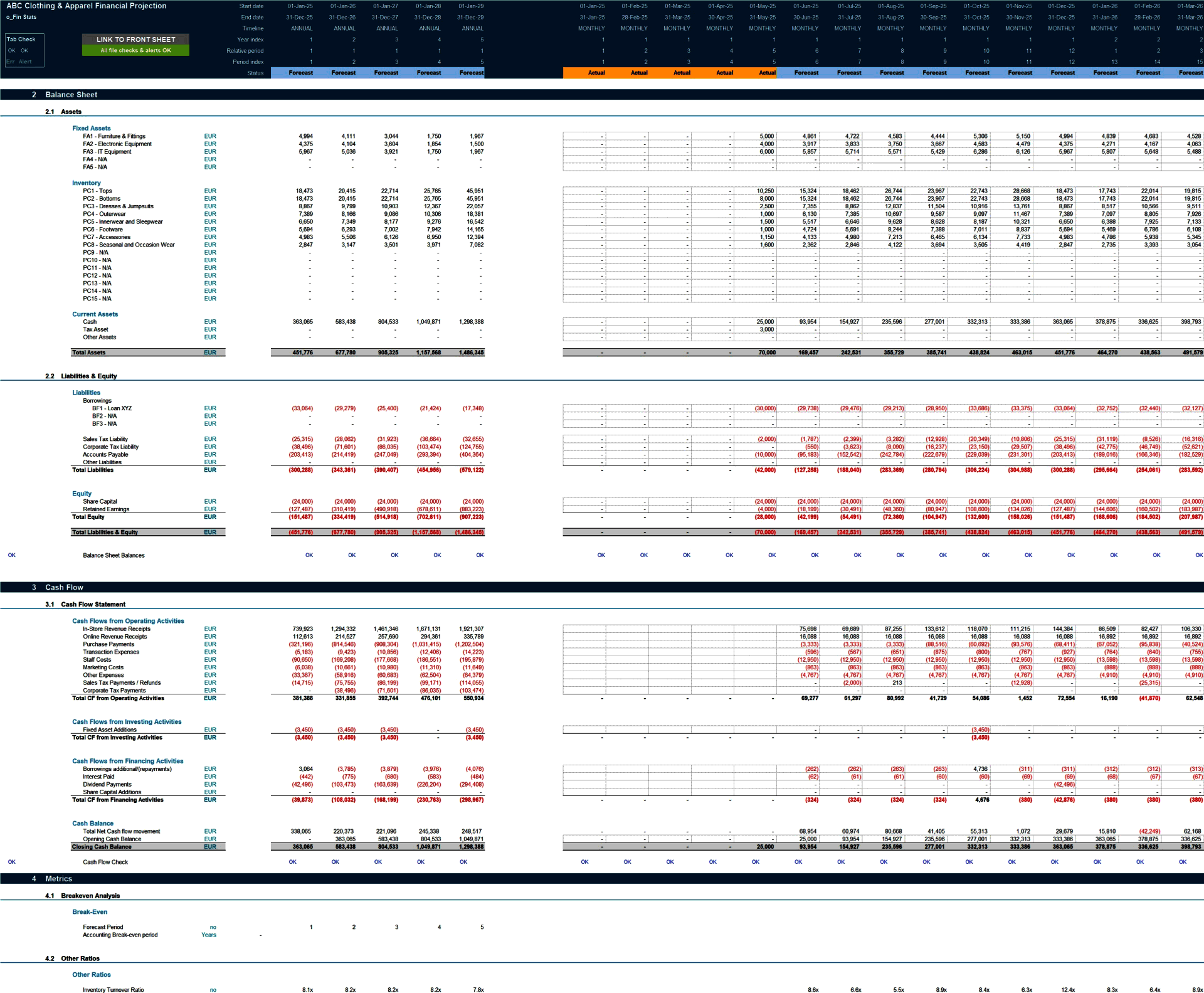 Clothing Store (Physical & Online) 5-Year financial model (Excel template (XLSX)) Preview Image