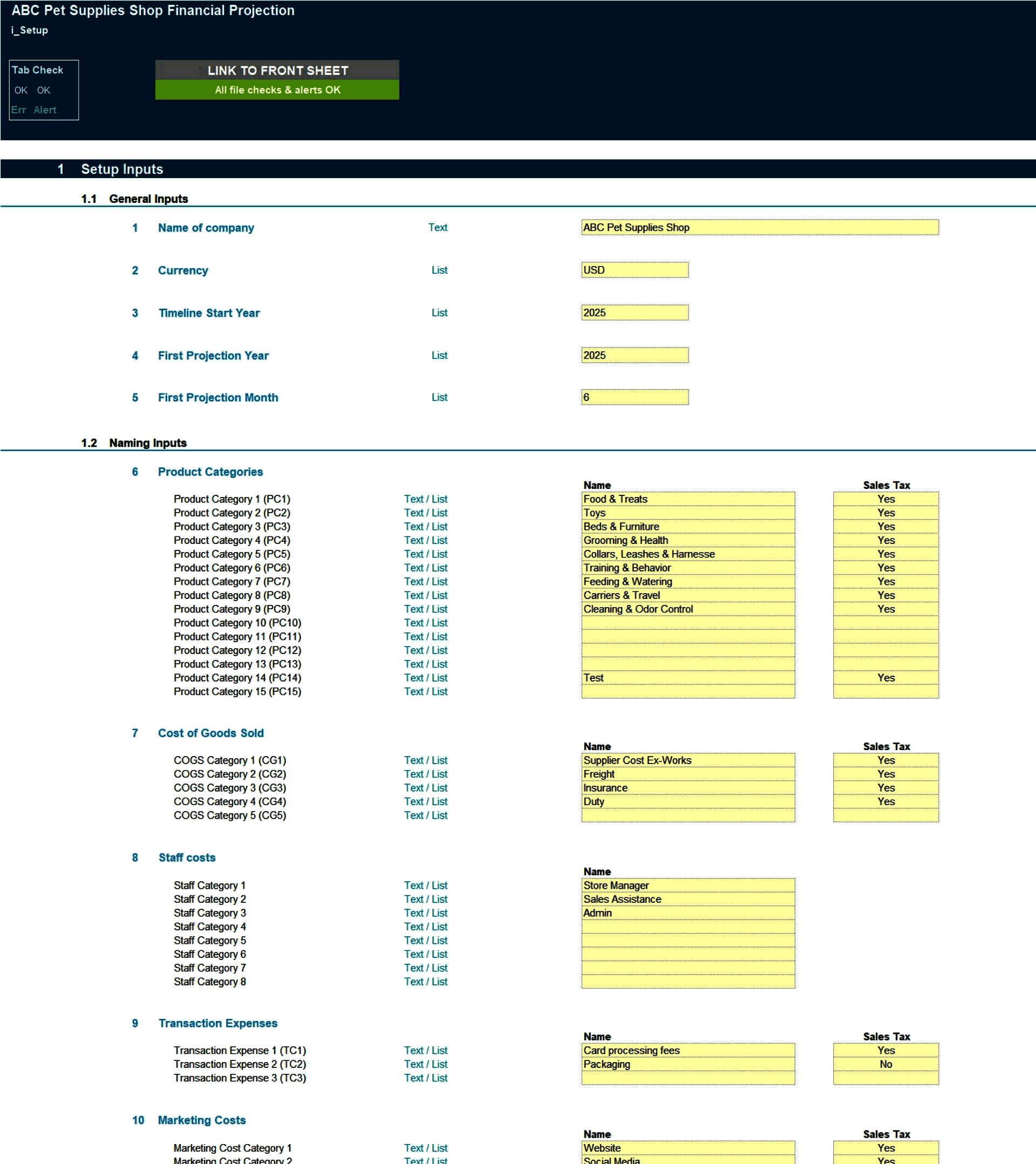 Pet Supplies Store (Physical & Online) 5-Year Financial Model (Excel template (XLSX)) Preview Image