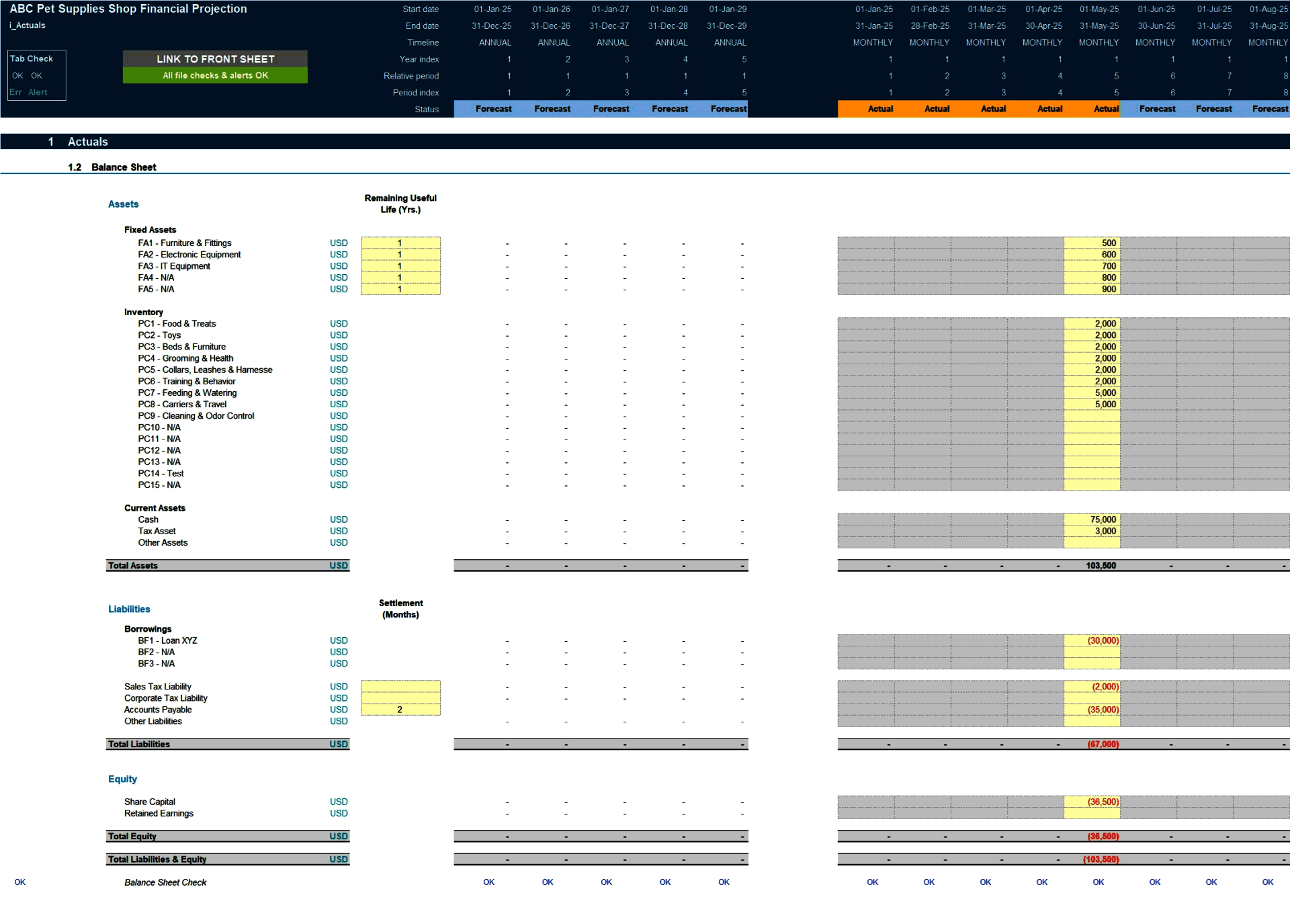 Pet Supplies Store (Physical & Online) 5-Year Financial Model (Excel template (XLSX)) Preview Image