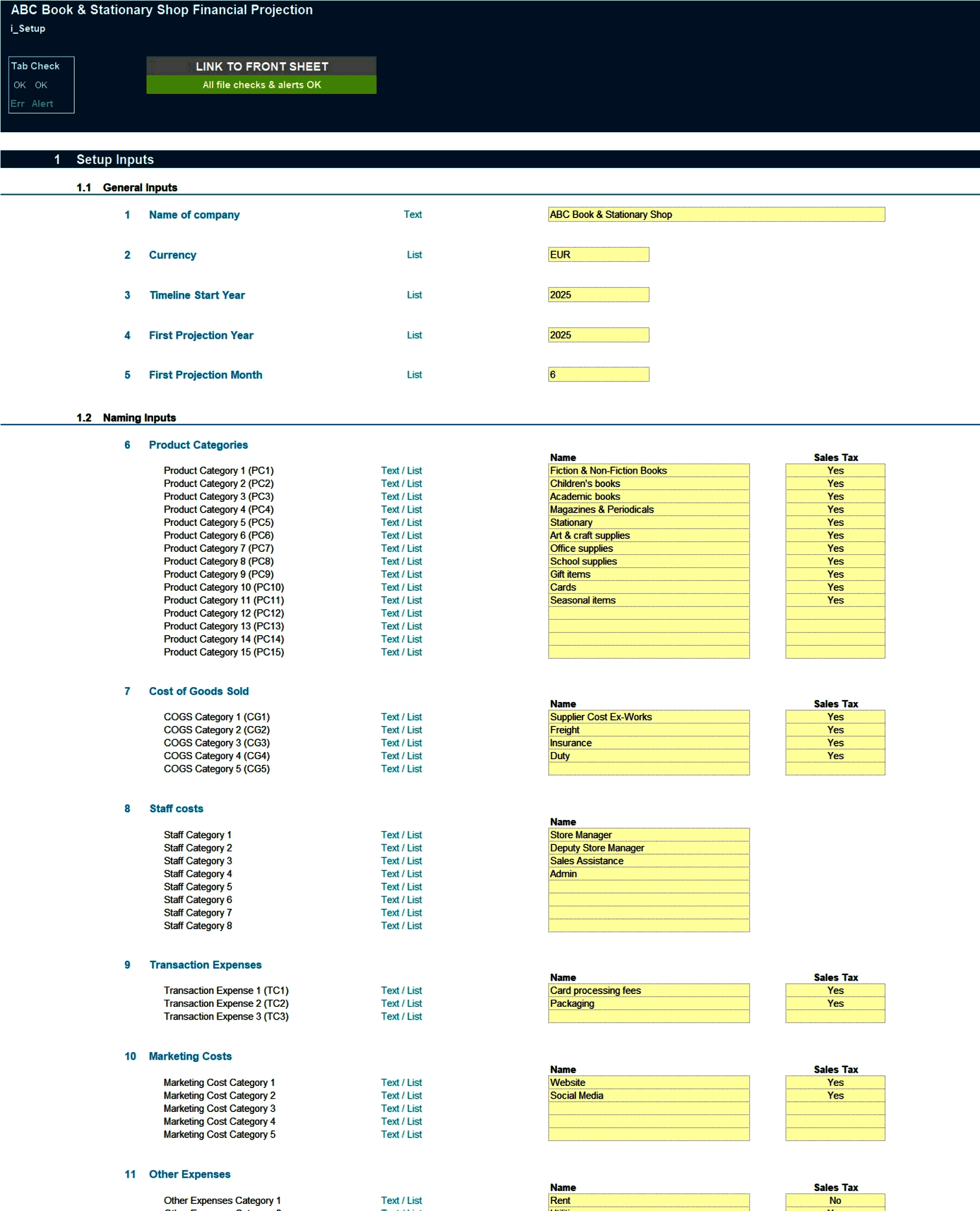 Books & Stationery Store (Physical & Online) Financial Model (Excel template (XLSX)) Preview Image