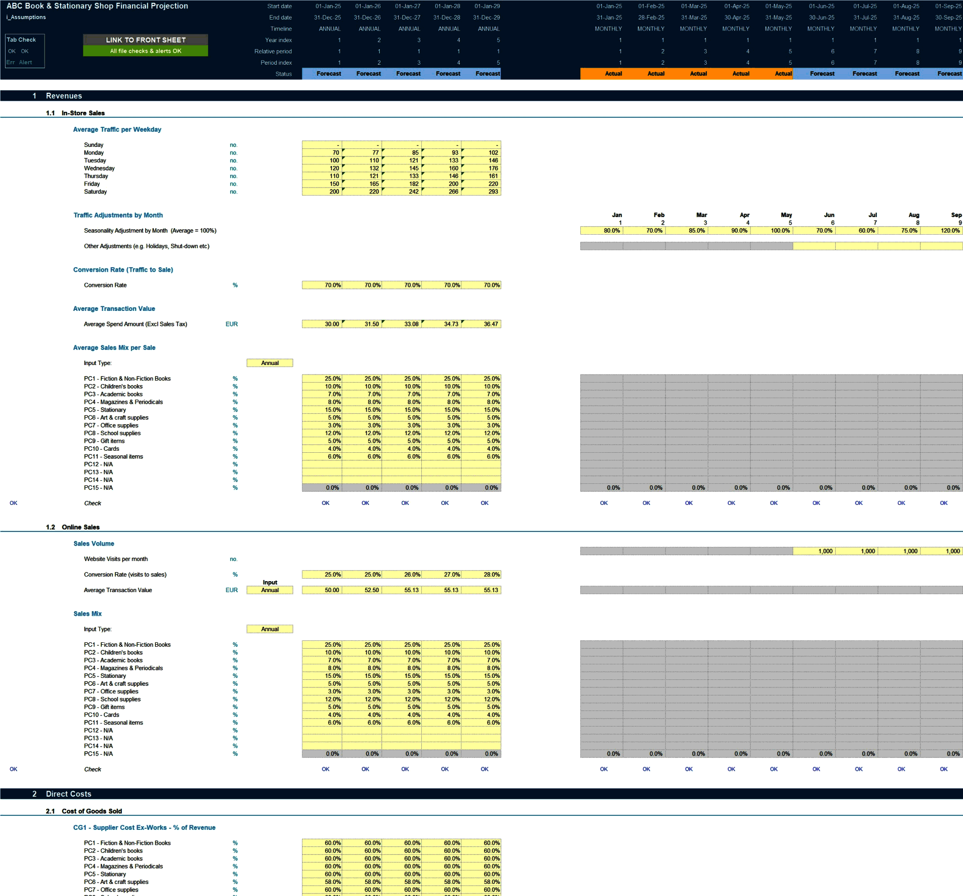 Books & Stationery Store (Physical & Online) Financial Model (Excel template (XLSX)) Preview Image