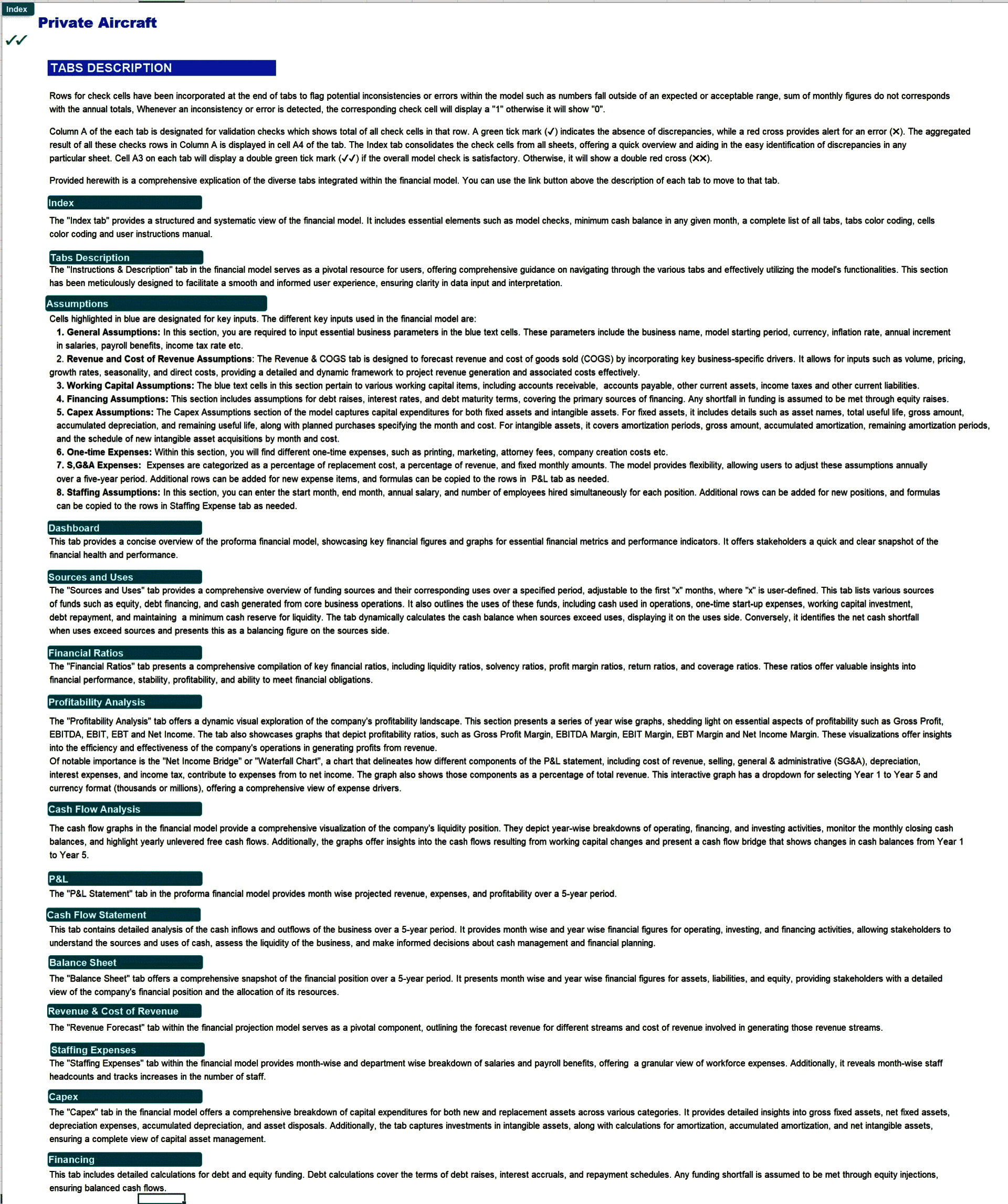 Private Aircraft Charter Business Financial Model (Lite version) (Excel template (XLSX)) Preview Image