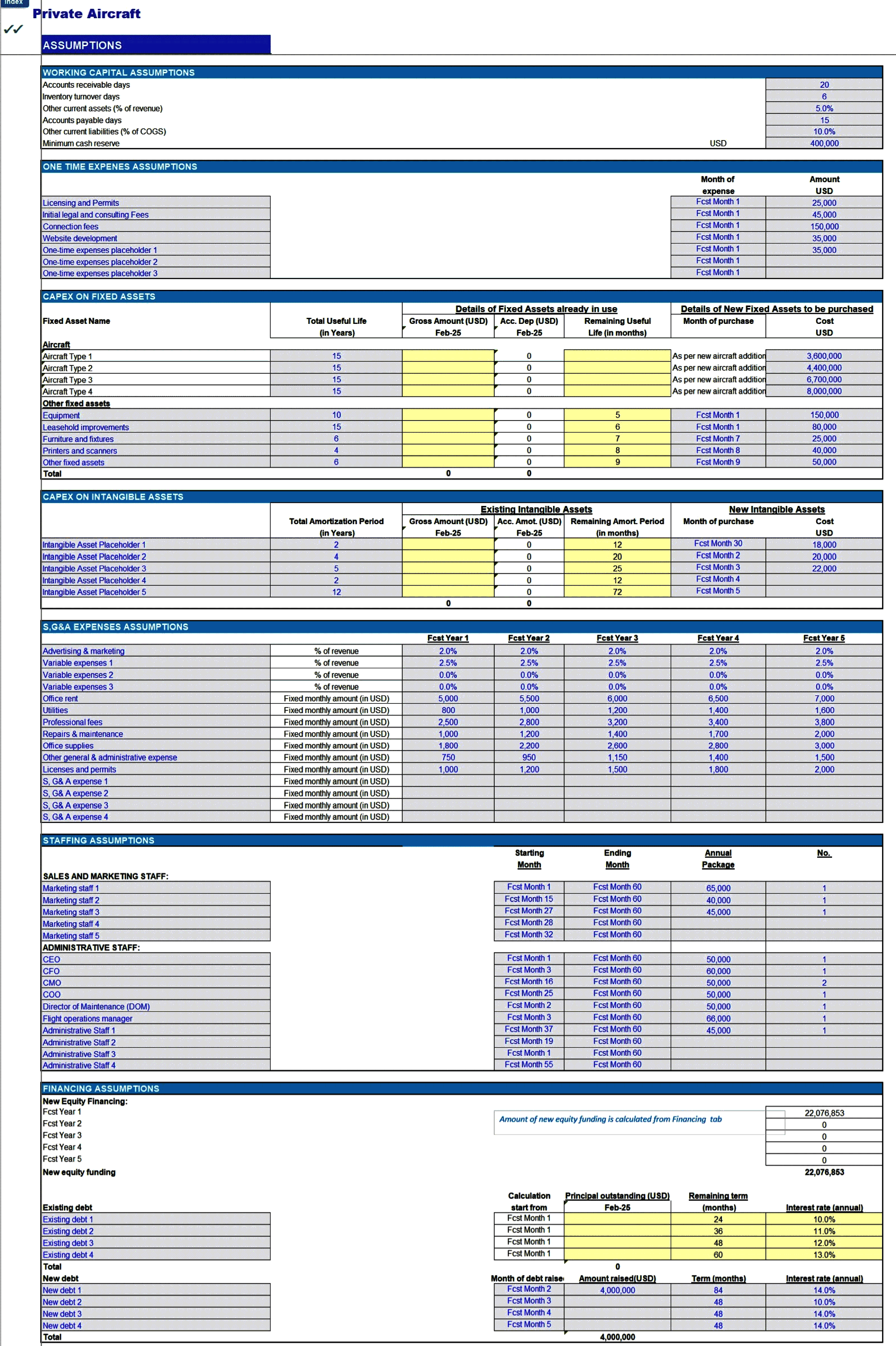 Private Aircraft Charter Business Financial Model (Lite version) (Excel template (XLSX)) Preview Image