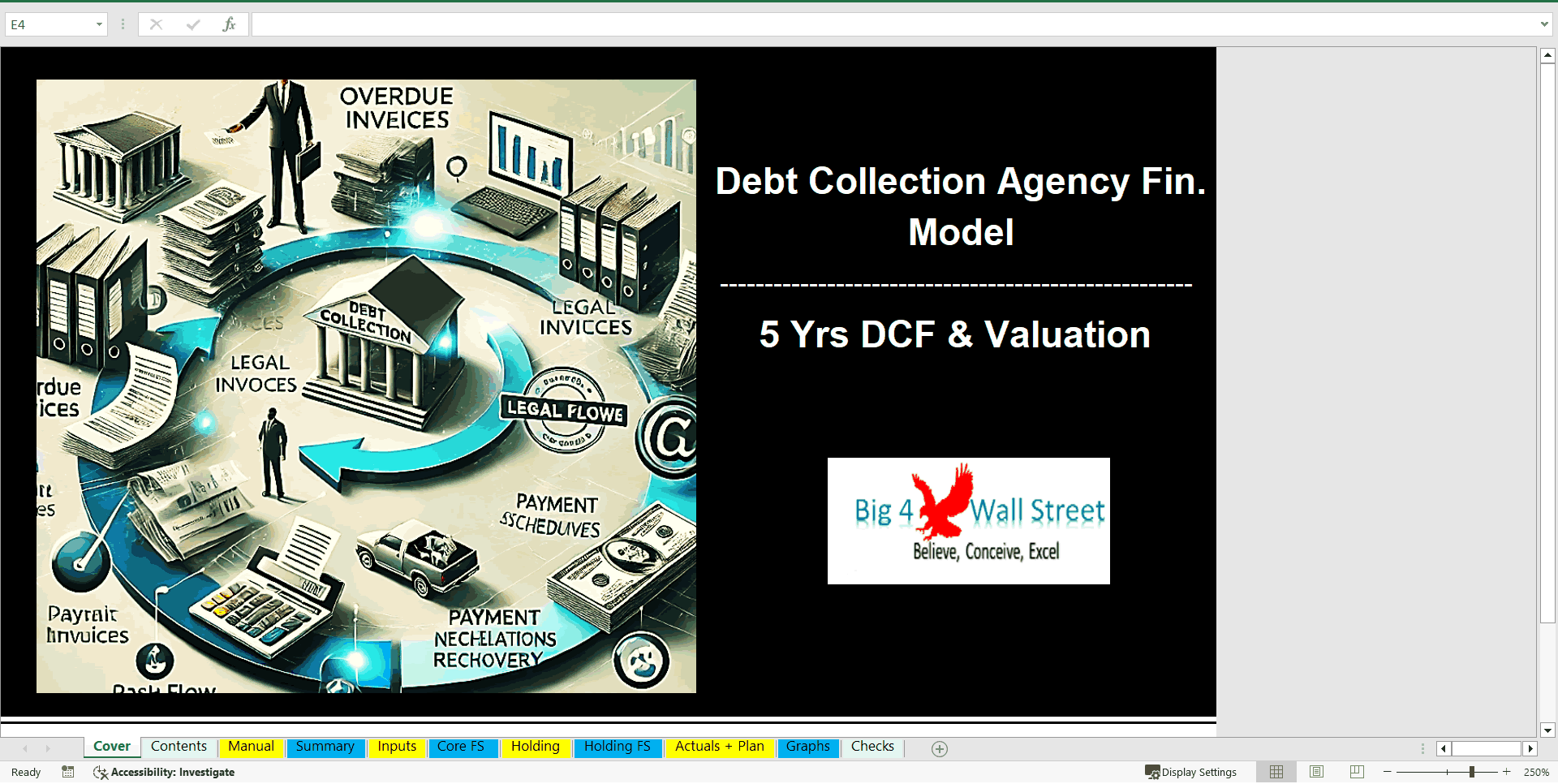 Debt Collection Agency Financial Model (5 Year DCF and Valuation) (Excel template (XLSX)) Preview Image