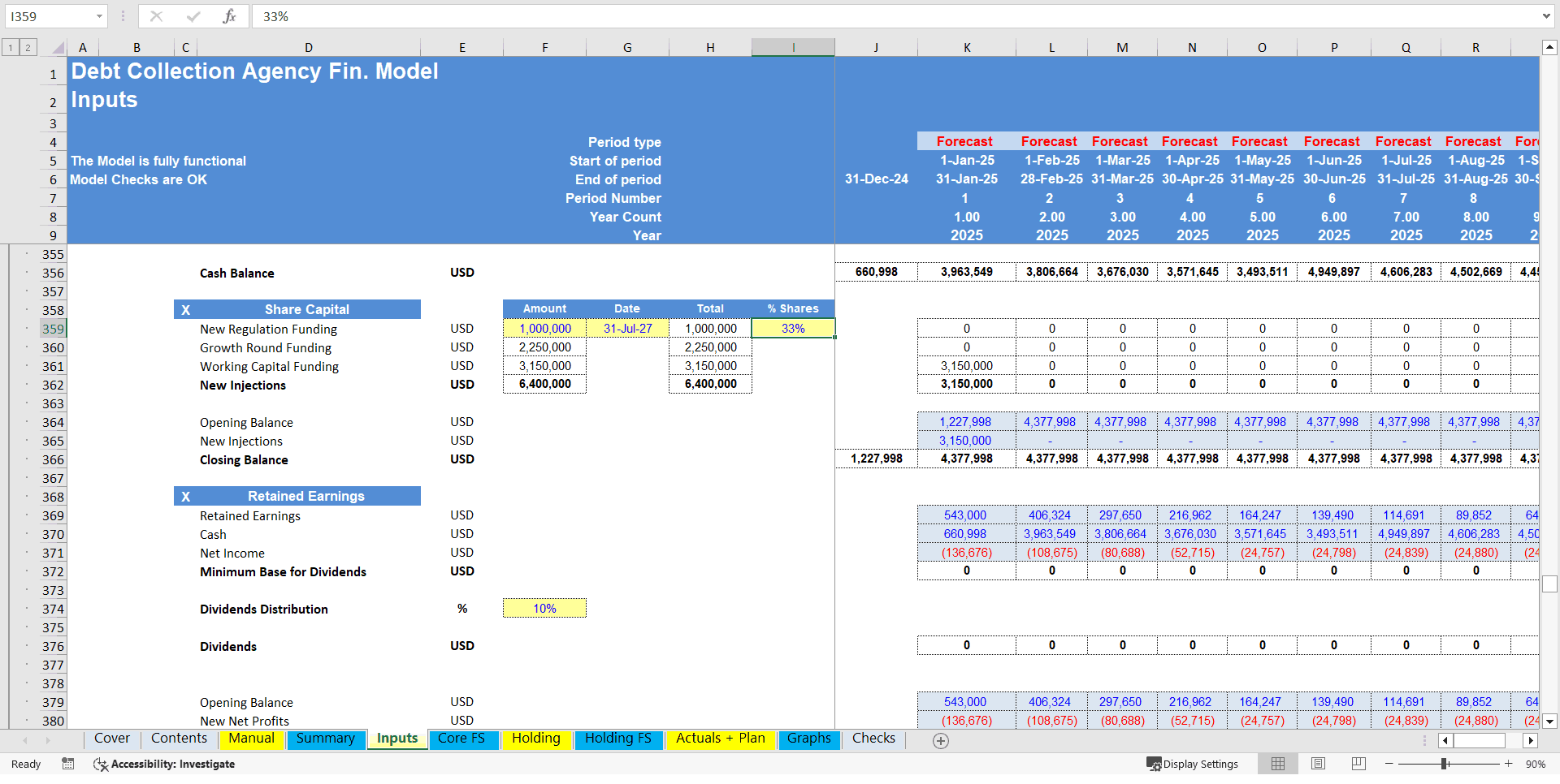 Debt Collection Agency Financial Model (5 Year DCF and Valuation) (Excel template (XLSX)) Preview Image