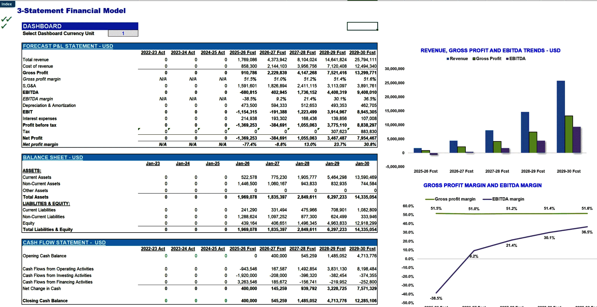 5-Year Monthly 3-Statement Financial Model (Lite version) (Excel template (XLSX)) Preview Image