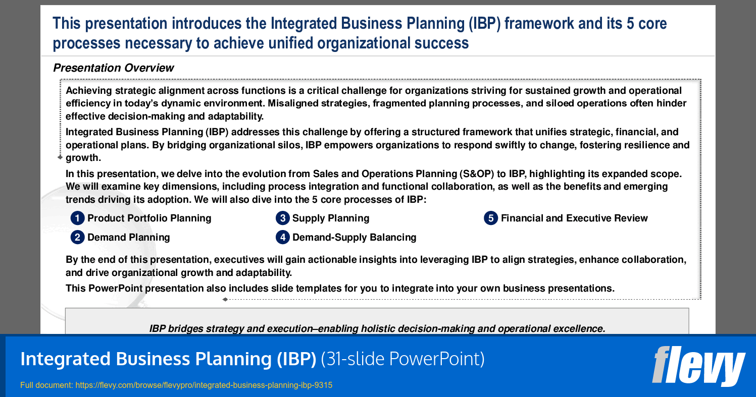 Integrated Business Planning (IBP) (31-slide PPT PowerPoint presentation (PPTX)) Preview Image