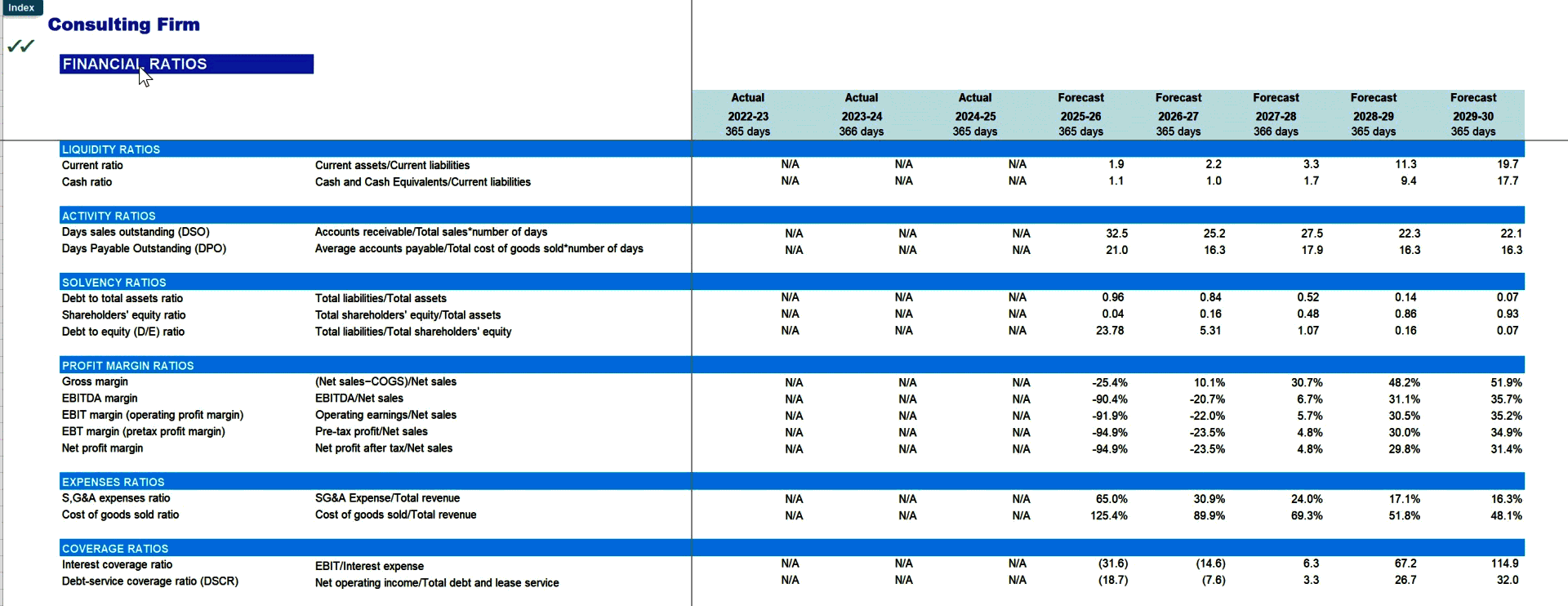 Consulting Firm 5-Year Financial Forecast Model (Pro version) (Excel template (XLSX)) Preview Image