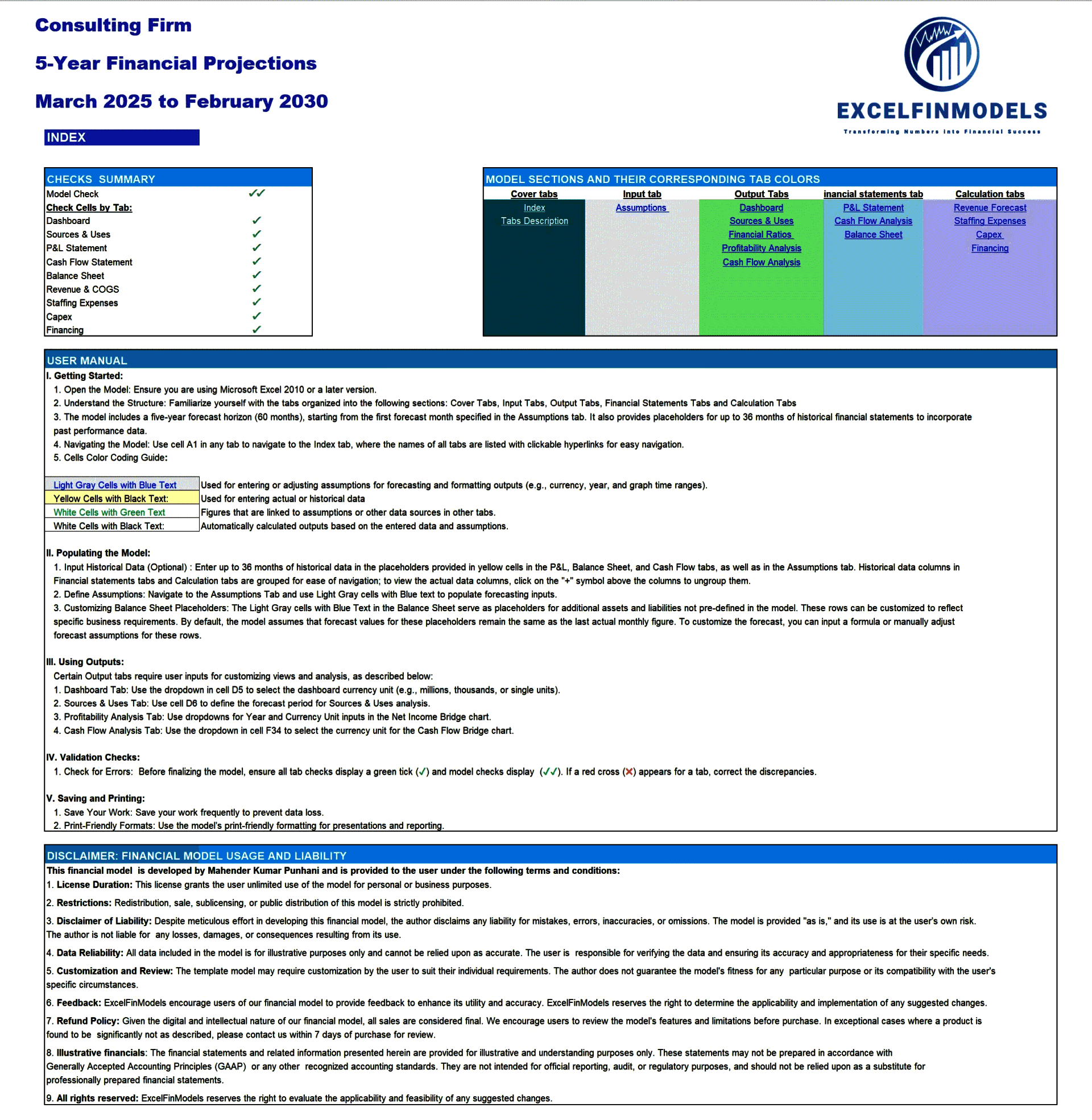 Consulting Firm 5-Year Financial Forecast Model (Lite version) (Excel template (XLSX)) Preview Image