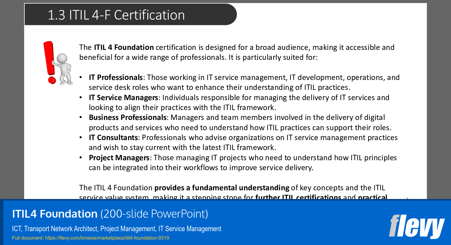 ITIL4 Foundation (200-slide PPT PowerPoint presentation (PPTX)) Preview Image