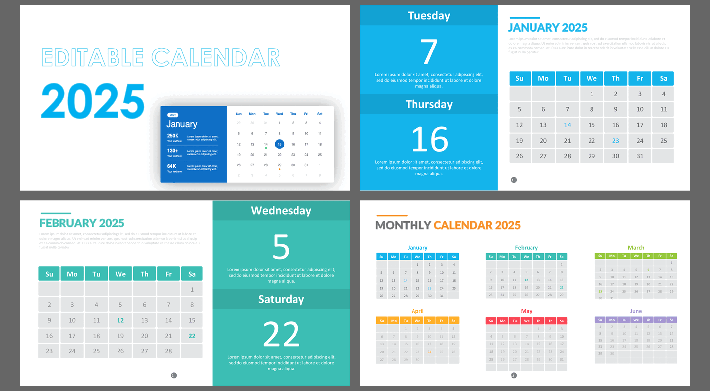 Editable Calendar 2025 (29-slide PPT PowerPoint presentation (PPTX)) Preview Image